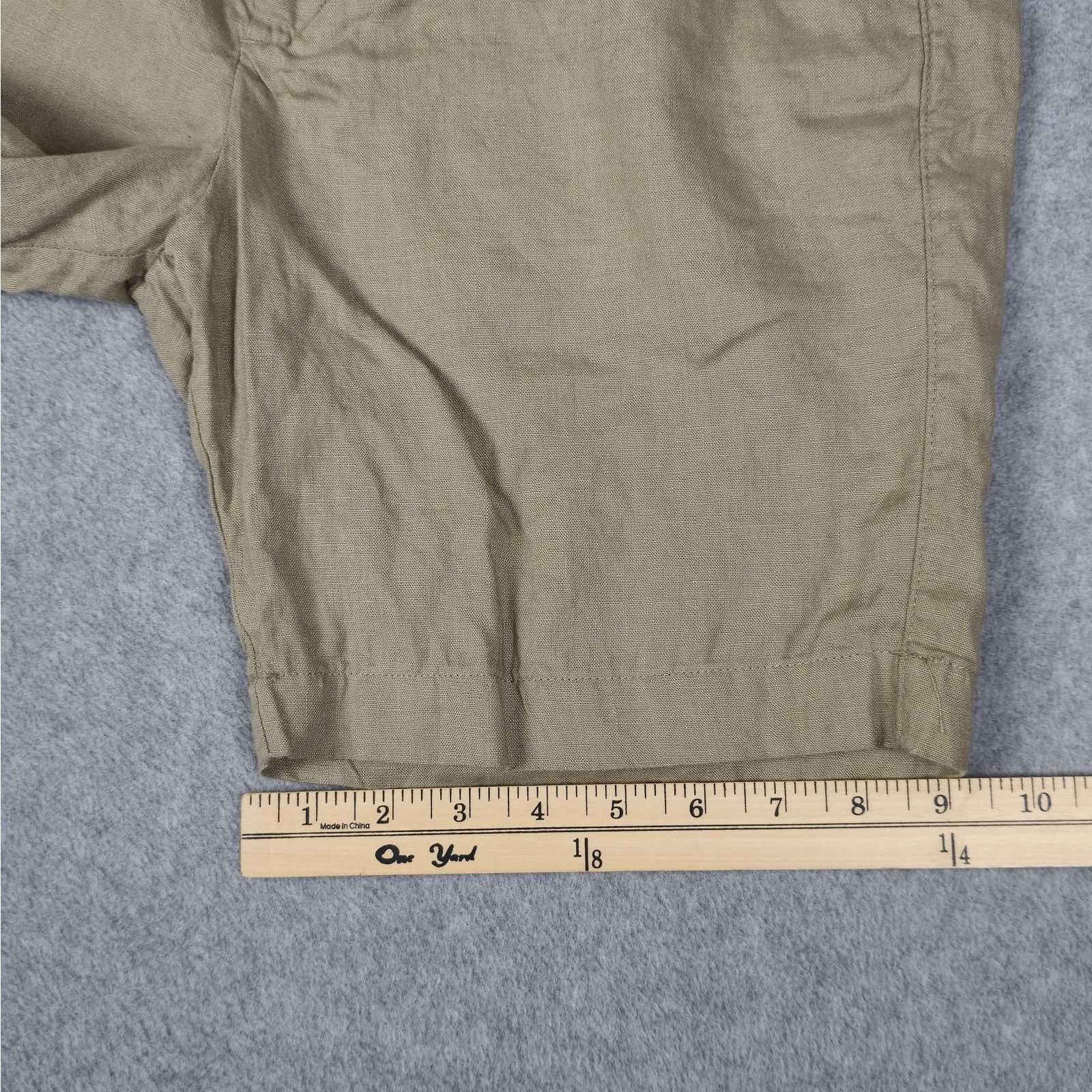 Zara Zara Large Light Beige 100% Linen Flat Front Chino Shorts Size US 32 / EU 48 - 18 Thumbnail