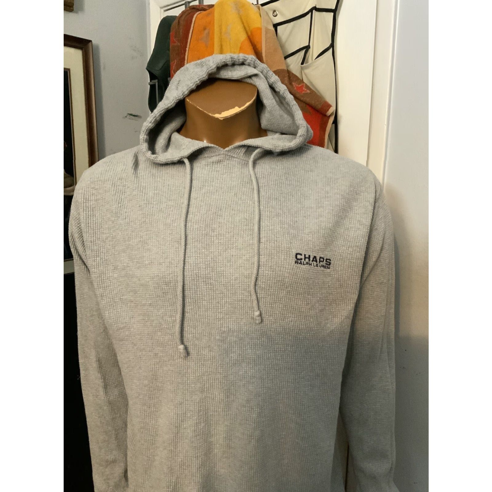Ralph Lauren VINTAGE Chaps Ralph Lauren Hoodie Shirt Pullover Waffle Knit Thermal Gray Sz. S Mens Size US S / EU 44-46 / 1 - 8 Thumbnail