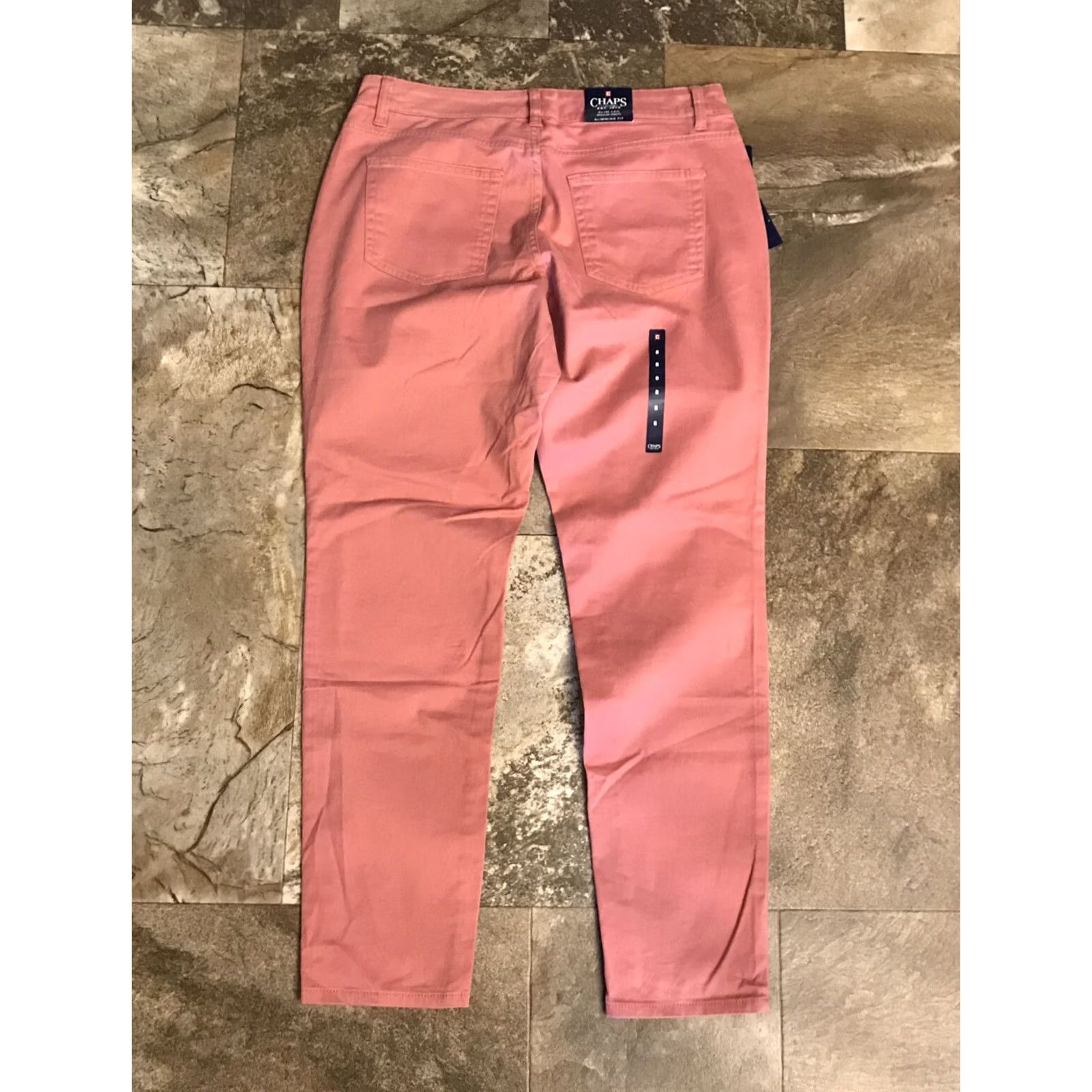 Chaps Chaps Pants Womens 8 Pink Slim Straight Mid Rise NWT Dress Workwear Easy Care Stretch Flat Front Pocket Size 30" / US 8 / IT 44 - 4 Thumbnail