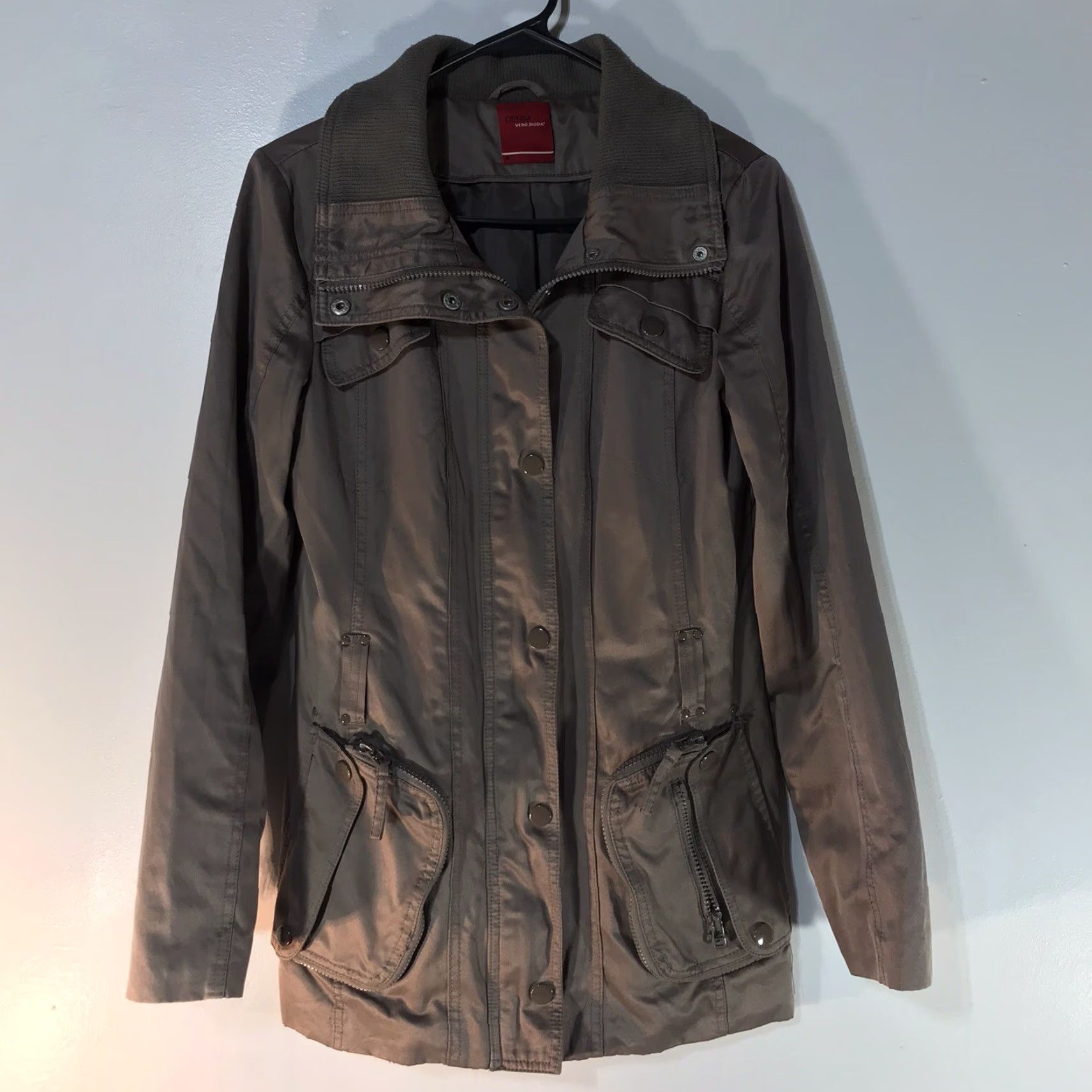 Vintage VERO MODA Brown Full Zip Button Jacket Womens Size M Casual Workwear Size M / US 6-8 / IT 42-44 - 2 Thumbnail