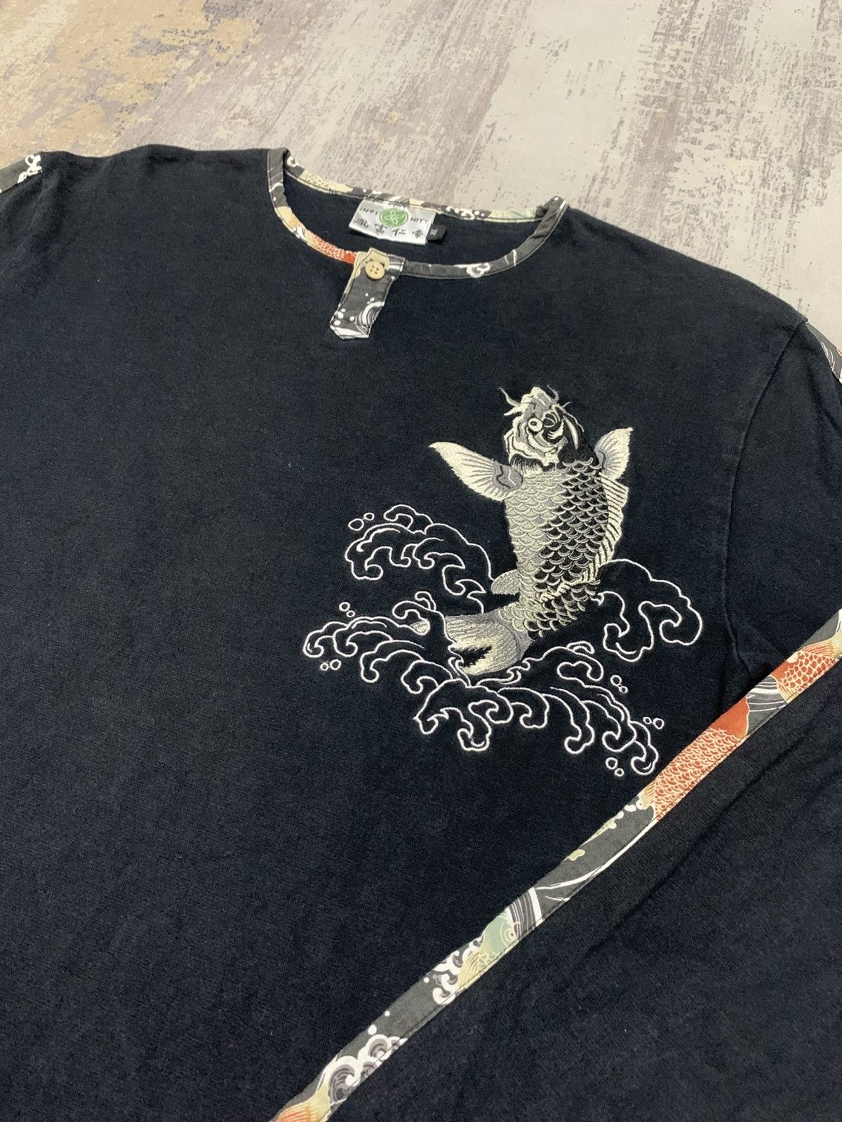 Karakuri Tamashii Vintage Japanese Koi Fish Embroidery Sukajan Shirt Size US XL / EU 56 / 4 - 2 Thumbnail