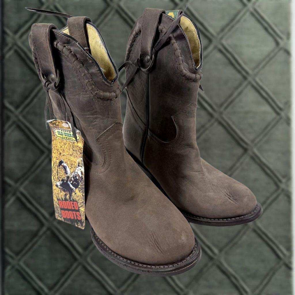 Vintage Old Corral Boots Women Brown Leather Pull On Round Toe Western - 7.5 Boots Size US 8 / IT 38 - 1 Thumbnail