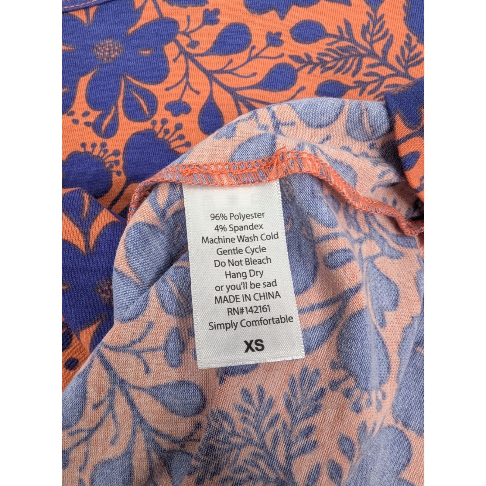 Vintage NWT LuLaRoe Irma Tunic Womens XS Orange Blue Floral Stretch Shirt Size XS / US 0-2 / IT 36-38 - 6 Thumbnail