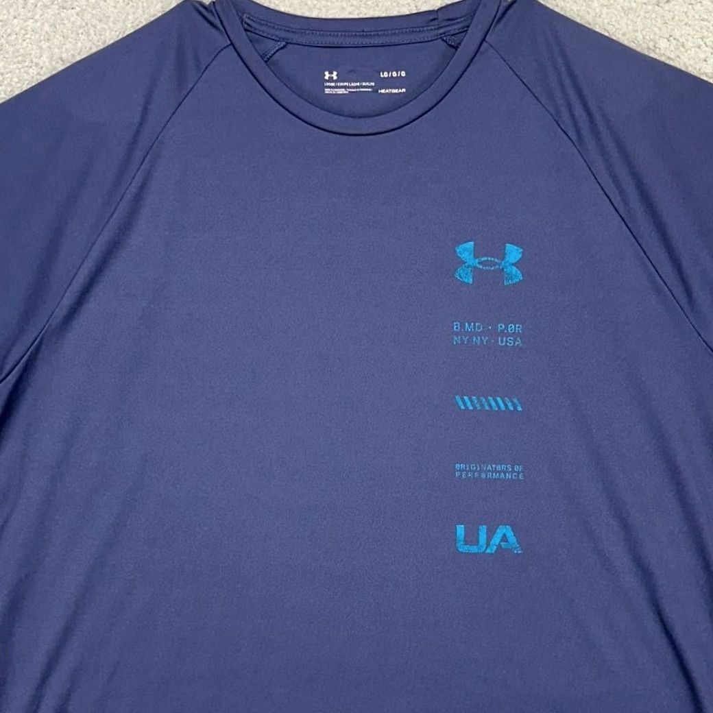 Under Armour Under Armour T-Shirt Adult Large Heat Gear Navy Loose Workout Exercise Tee Mens Size US L / EU 52-54 / 3 - 2 Thumbnail