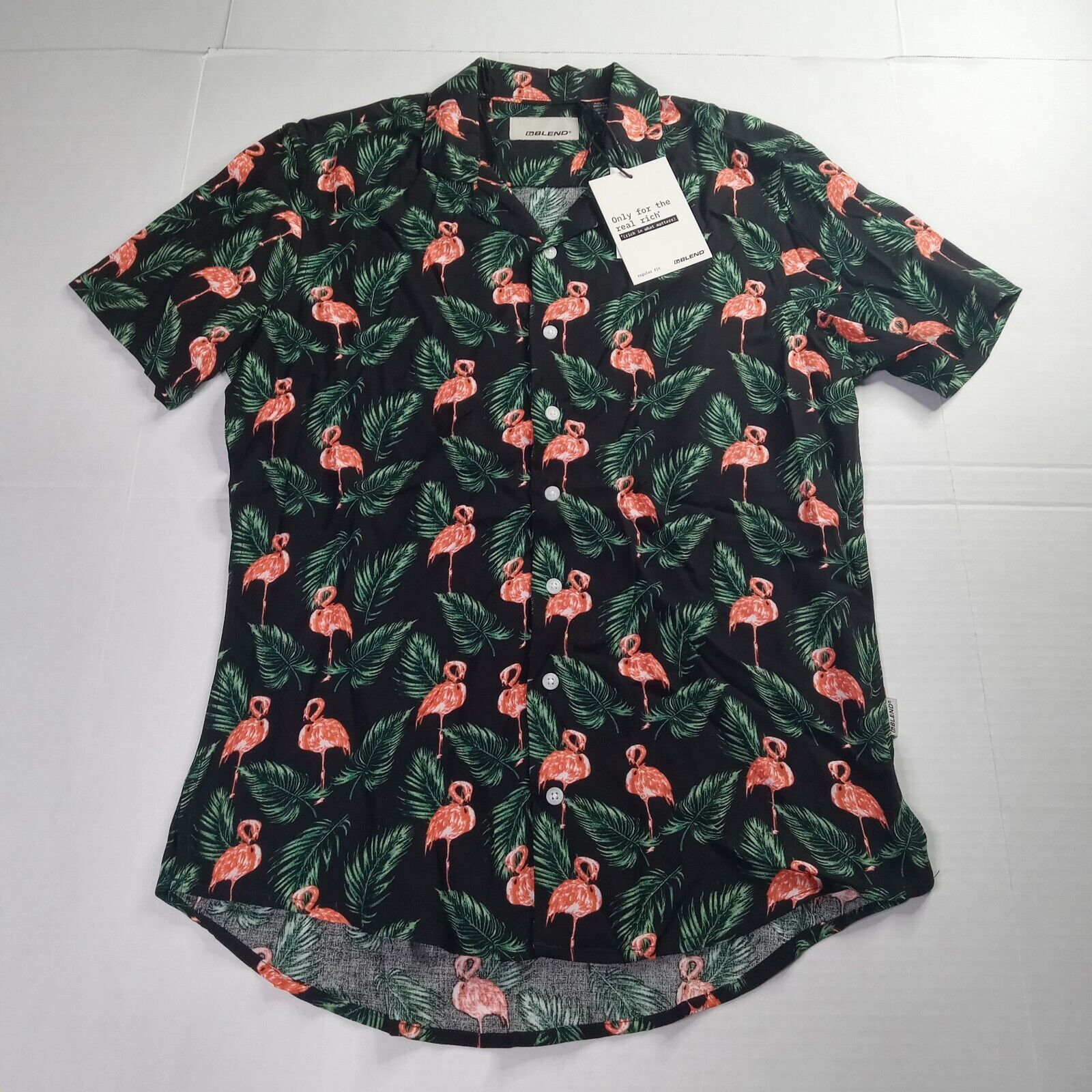 Other Blend Flamingo Shirt Mens S Floral Black/Pink Hawaiian Style Size US S / EU 44-46 / 1 - 1 Thumbnail