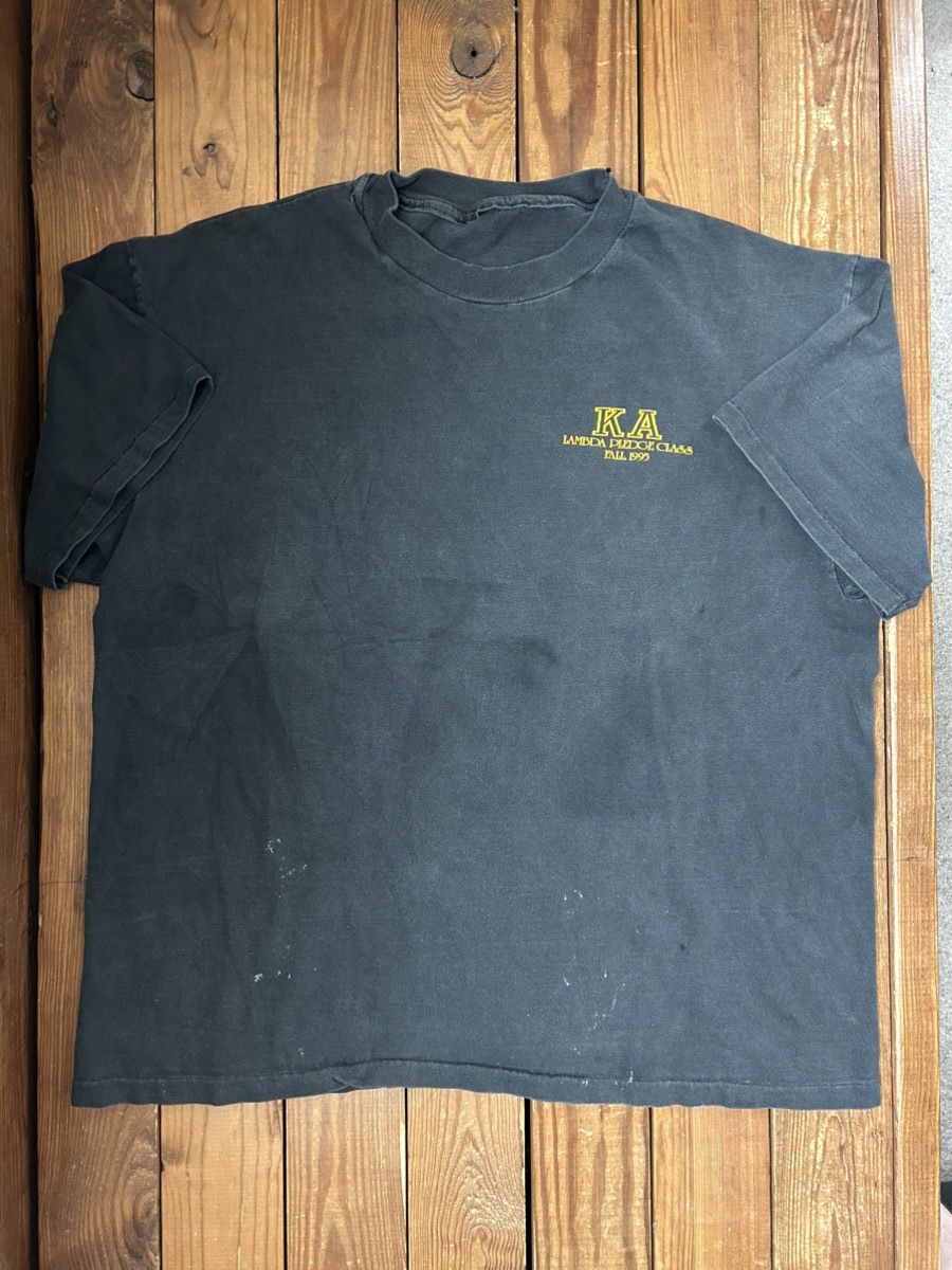 Vintage Vintage 90s Lambda Pledge Class Faded Black Tee Shirt Size US L / EU 52-54 / 3 - 3 Thumbnail