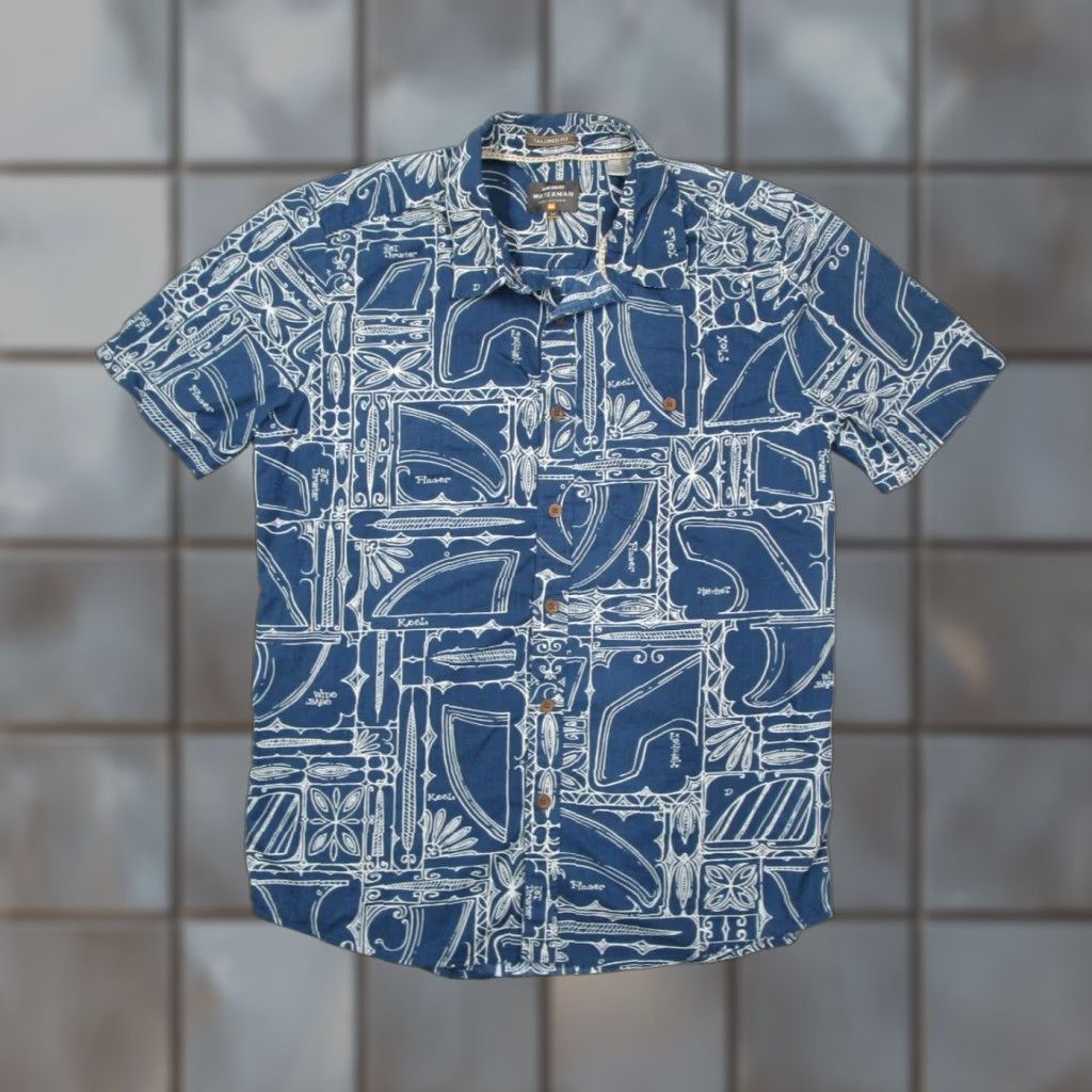Quiksilver Quiksilver Waterman Blue Short Sleeve Button Up Shirt Medium Tailored Fit Hawaiian Nautical Mens Size US M / EU 48-50 / 2 - 1 Thumbnail