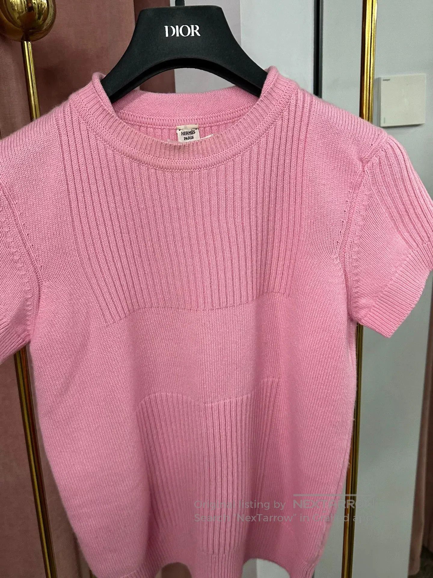 Hermes Hermes Pink Cashmere Knit Short Sleeve Top. Size US S / EU 44-46 / 1 - 2 Thumbnail