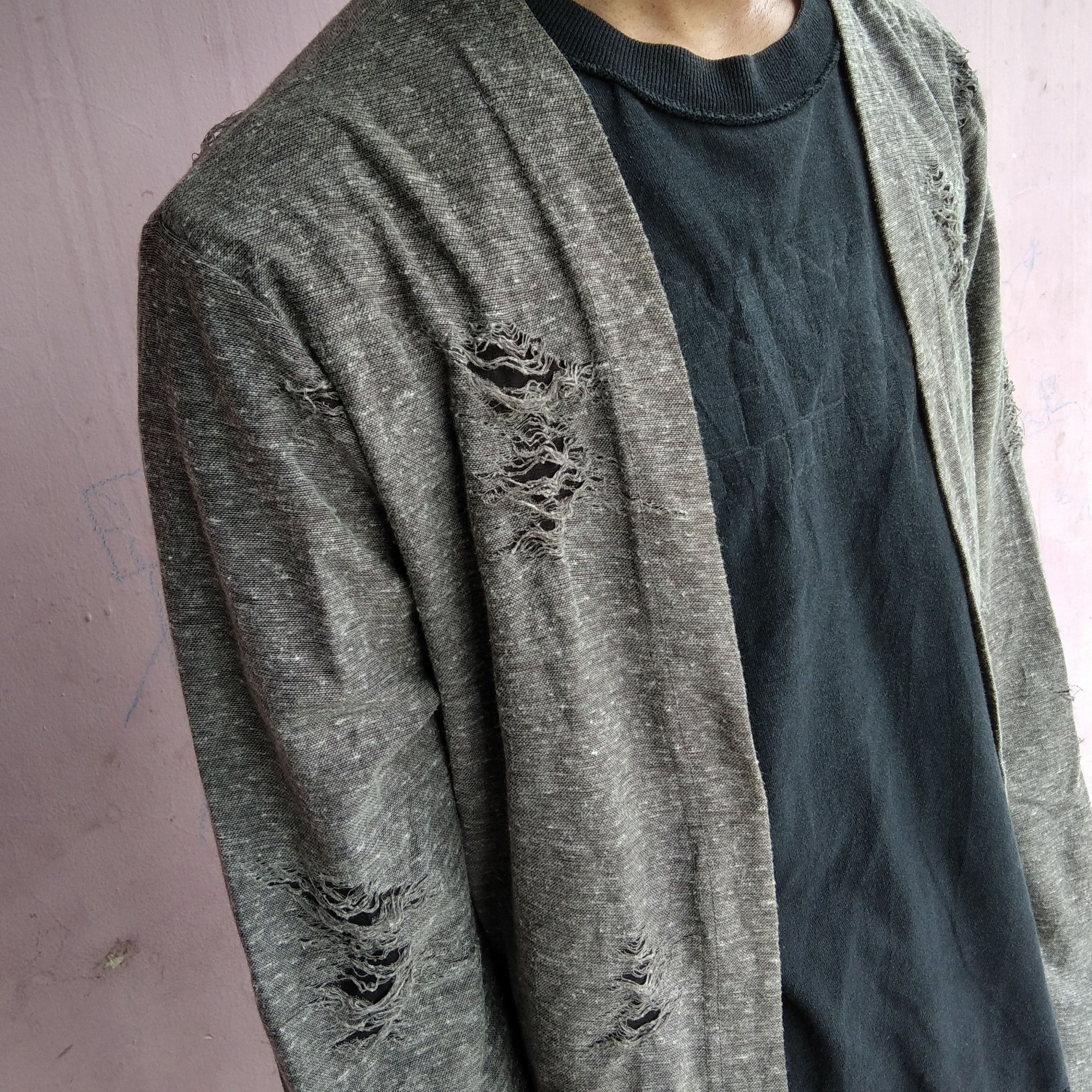 If Six Was Nine Vintage 00's BLUE TORNADO Japanese Brand Distressed Cardigan Size US M / EU 48-50 / 2 - 2 Thumbnail