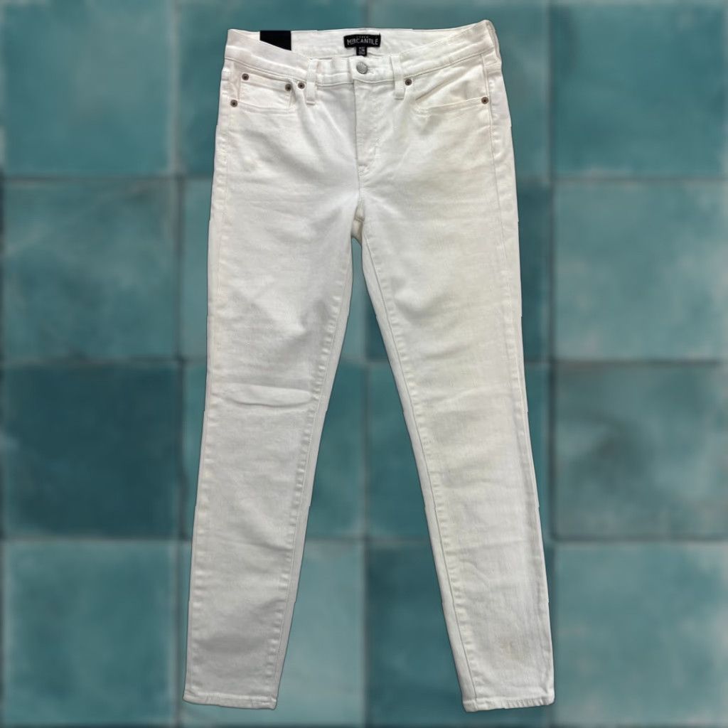 J.Crew j.Crew Mercantile Women White Stretch Denim Skinny Jeans Mid Rise 27 NWT Jeans California? Size 27" / US 4 / IT 40 - 1 Thumbnail