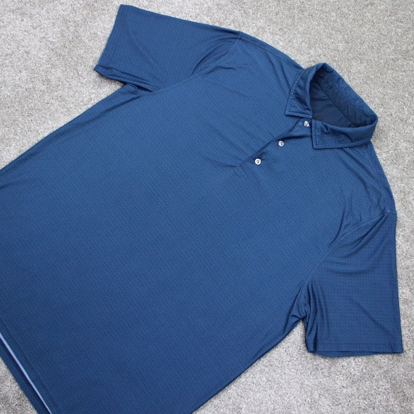 Vintage Hickey Freeman Polo Shirt Mens L Blue Geometric Short Sleeve Stretch Breathable 88% Polyester 12% Spandex Golf Driving Size US L / EU 52-54 / 3 - 3 Thumbnail