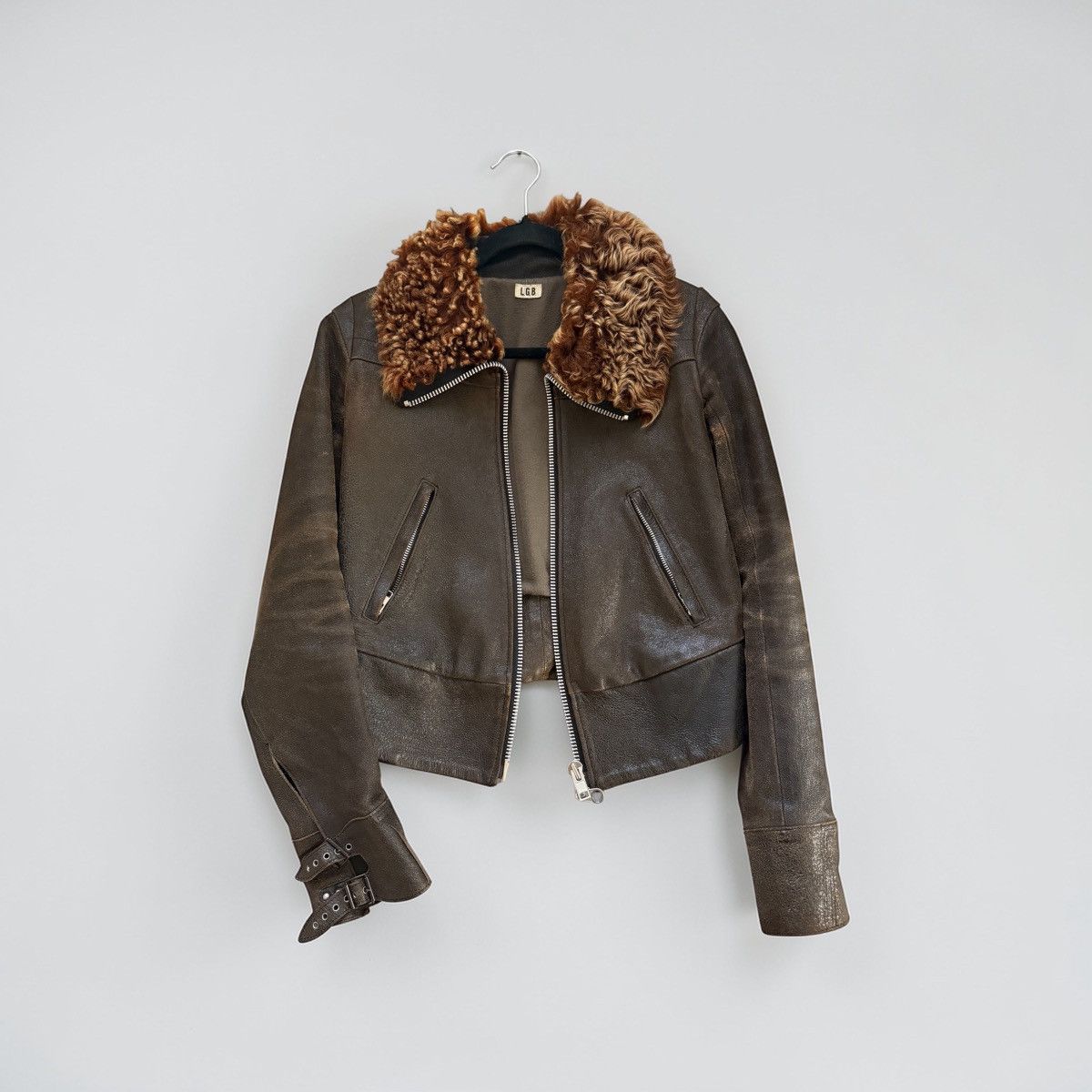 Le Grande Bleu (L.G.B.) LGB brown aviator style fur leather jacket Size US S / EU 44-46 / 1 - 3 Thumbnail