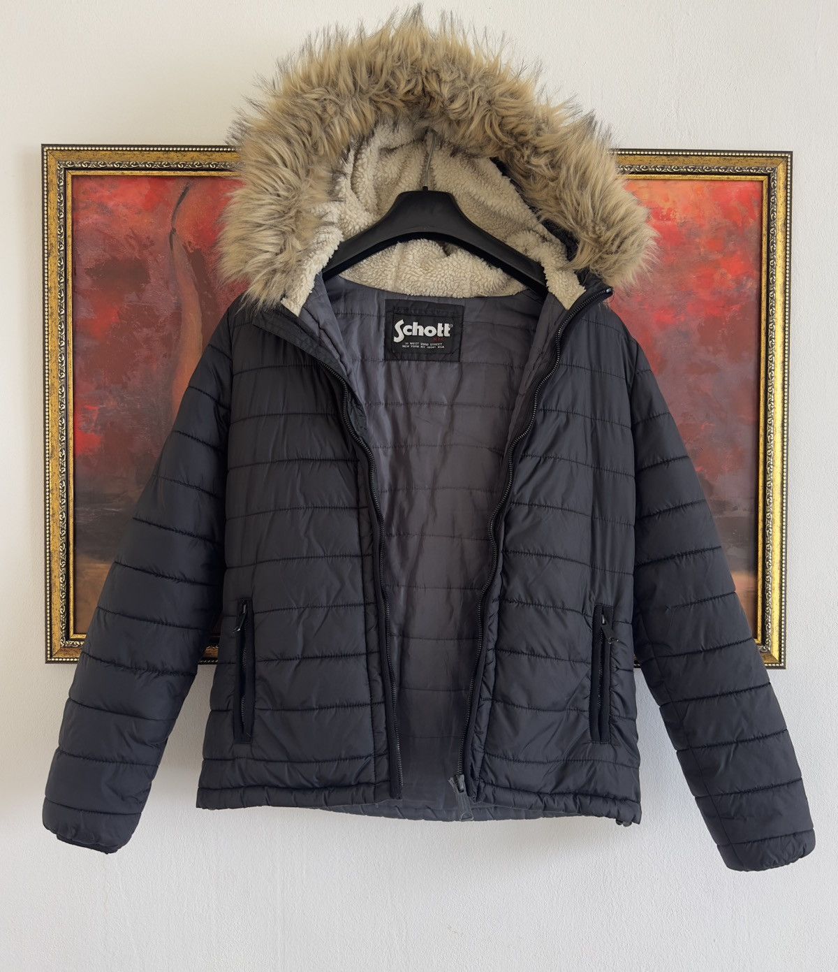Schott Mens Rocky 2 Quilted Hooded Long Sleeve Jacket by Schott NYC Size US M / EU 48-50 / 2 - 3 Thumbnail