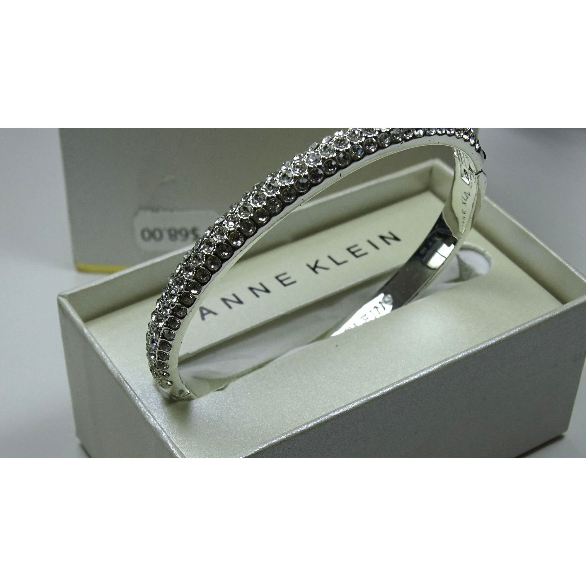 Anne Klein Anne Klein Silver-Tone Crystal Bangle Bracelet With Gift Box Size ONE SIZE - 2 Thumbnail