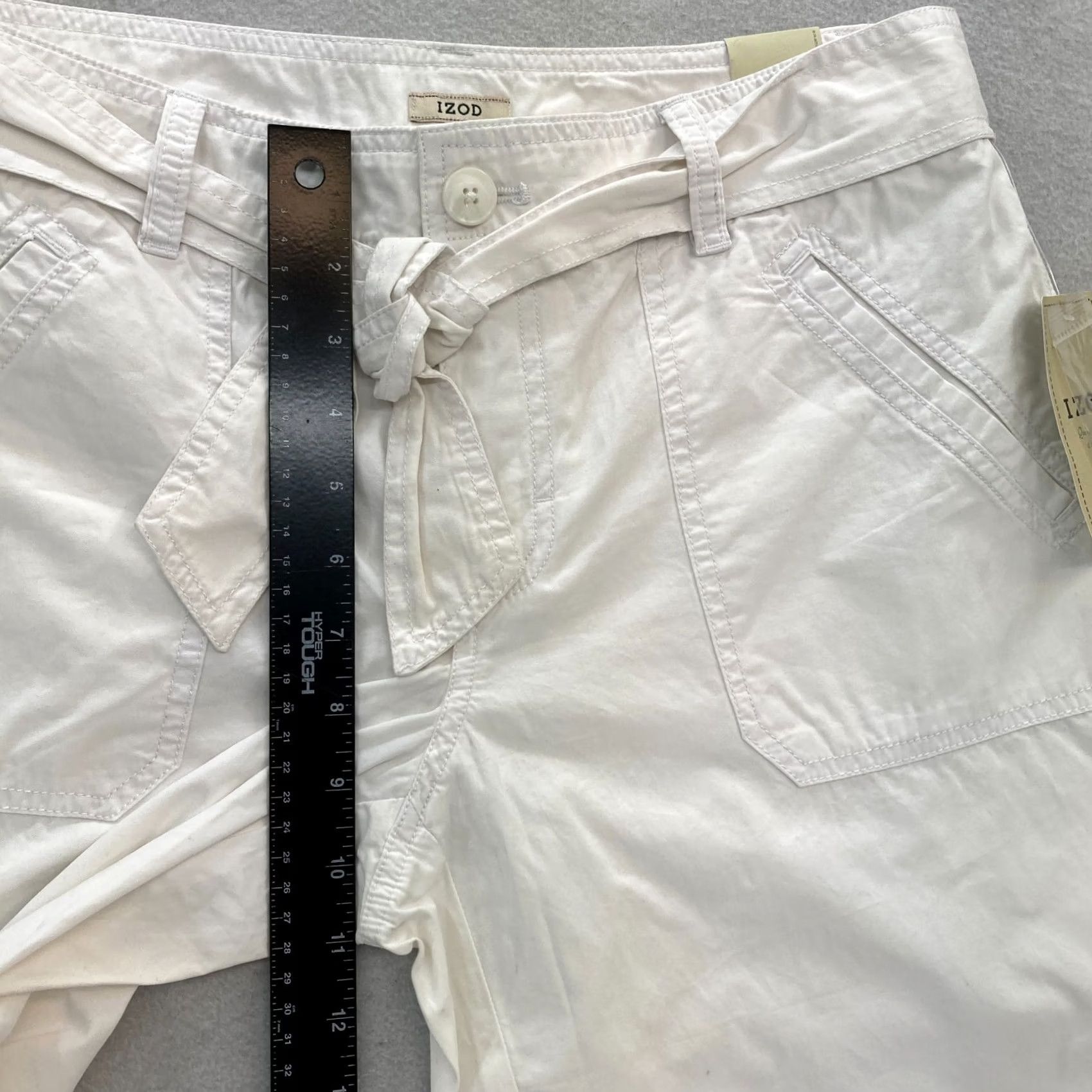Izod IZOD Capri Pants Women's 8 White Belted Patch Pockets Travel Casual NWT Pants Size 30" / US 8 / IT 44 - 7 Thumbnail