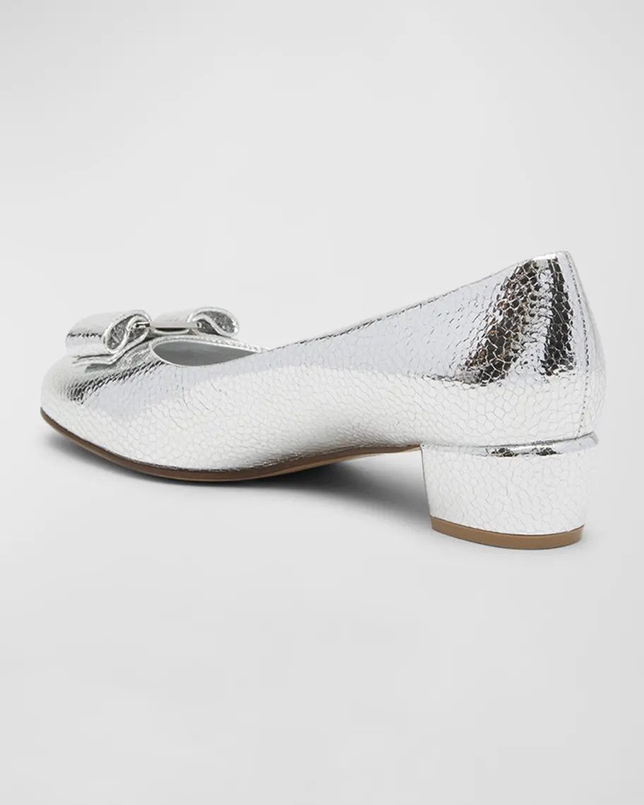 Salvatore Ferragamo o1s1rm0924 Vara Bow Pumps in Silver Size US 8.5 / IT 38.5 - 2 Thumbnail
