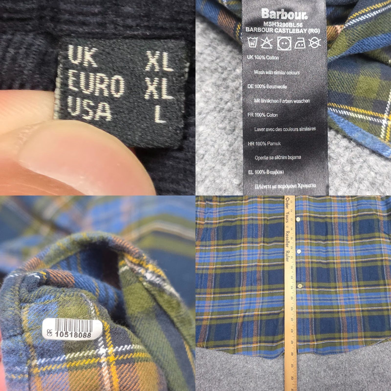 Barbour Barbour Castlebay Flannel Shirt Men's XL Plaid Oxford Button Up 100% Cotton Size US XL / EU 56 / 4 - 8 Thumbnail