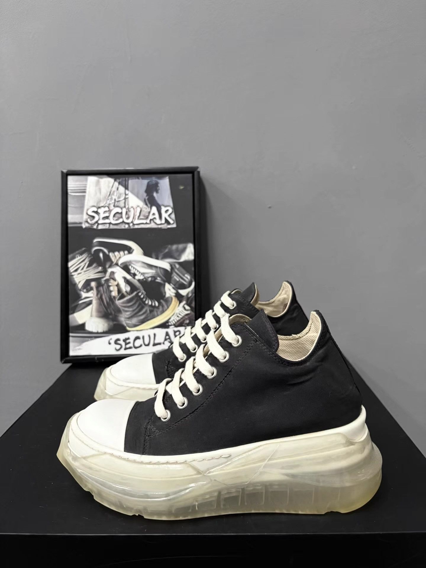 Rick Owens Rick Owens Satin Black White Crystal Sole Ramones K34 Size US 6 / IT 36 - 2 Thumbnail