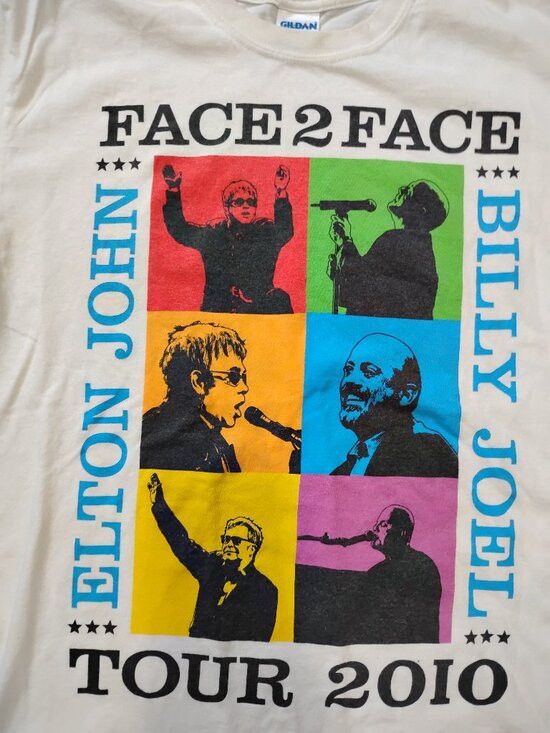 Gildan Elton John Billy Joel Face 2 Face Tour 2010 T-Shirt Size US M / EU 48-50 / 2 - 1 Thumbnail