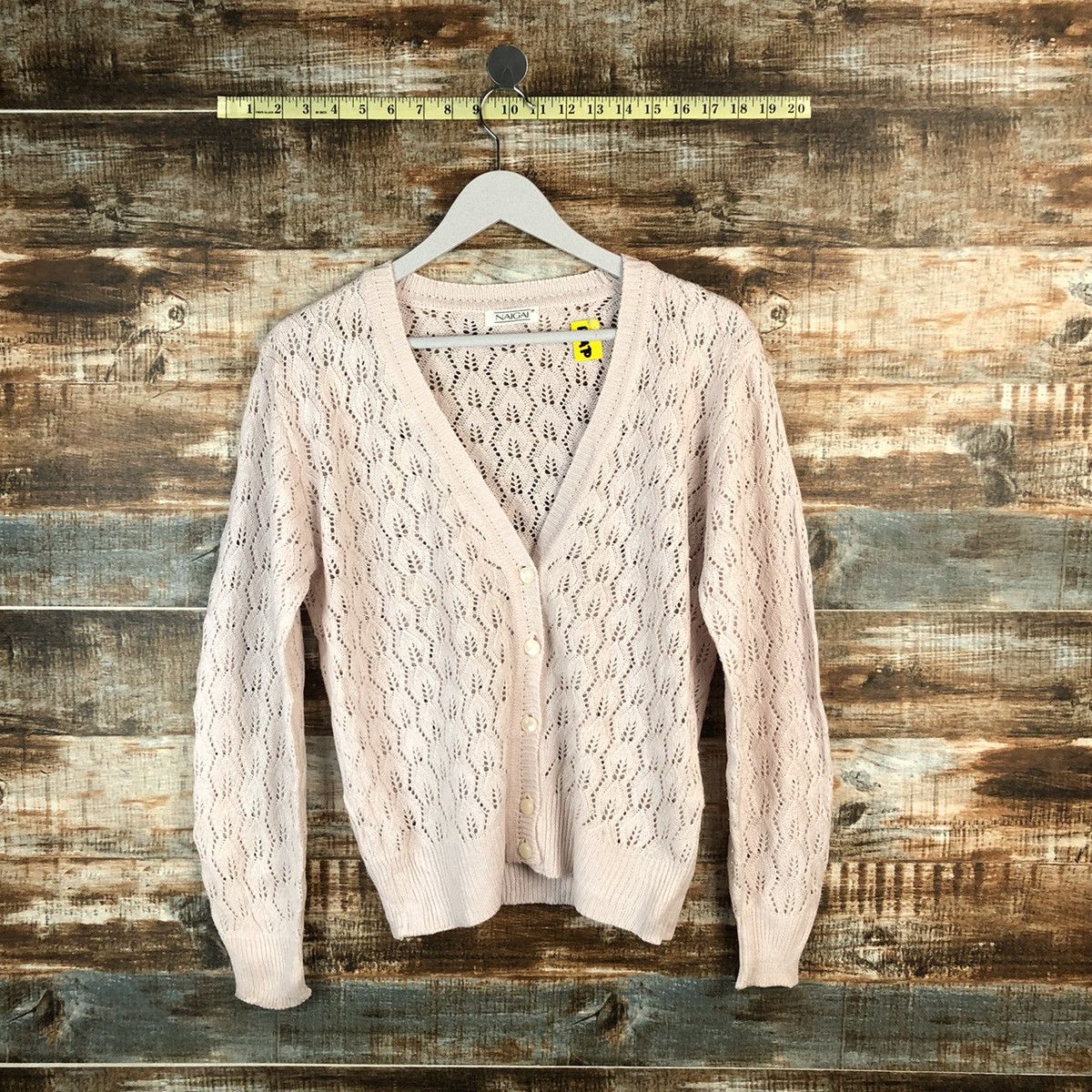 Japanese Brand Naiga Pink Cardigan crochet meshnet Knitwear #A1470 Size M / US 6-8 / IT 42-44 - 1 Thumbnail