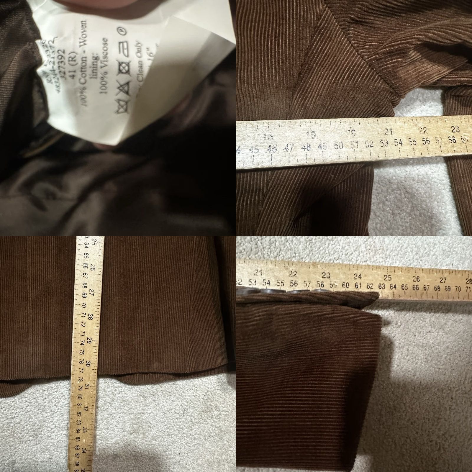 Doublet J. HILBURN Corduroy Blazer Mens 41 R Brown Casual Sport Coat Double Vent Size 42R - 8 Thumbnail