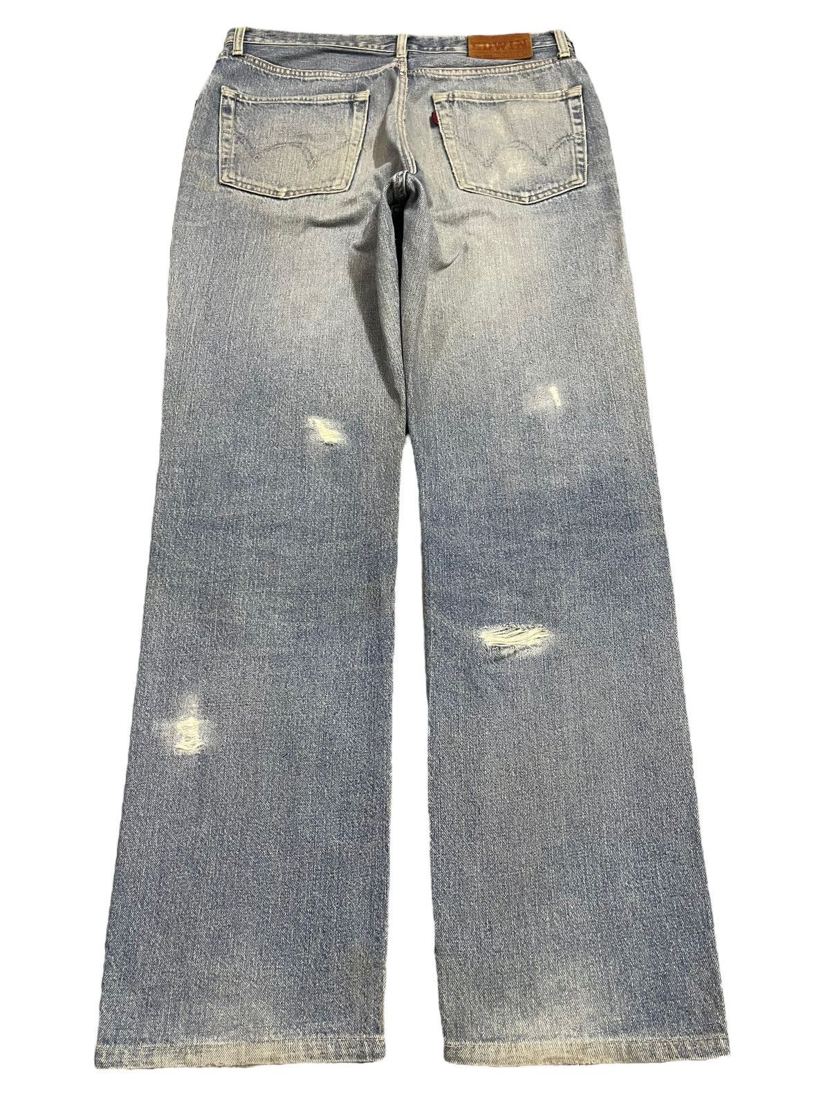 Edwin Vintage Edwin 503 Blue Faded Wash Distressed Loose Jeans Size US 33 - 2 Thumbnail