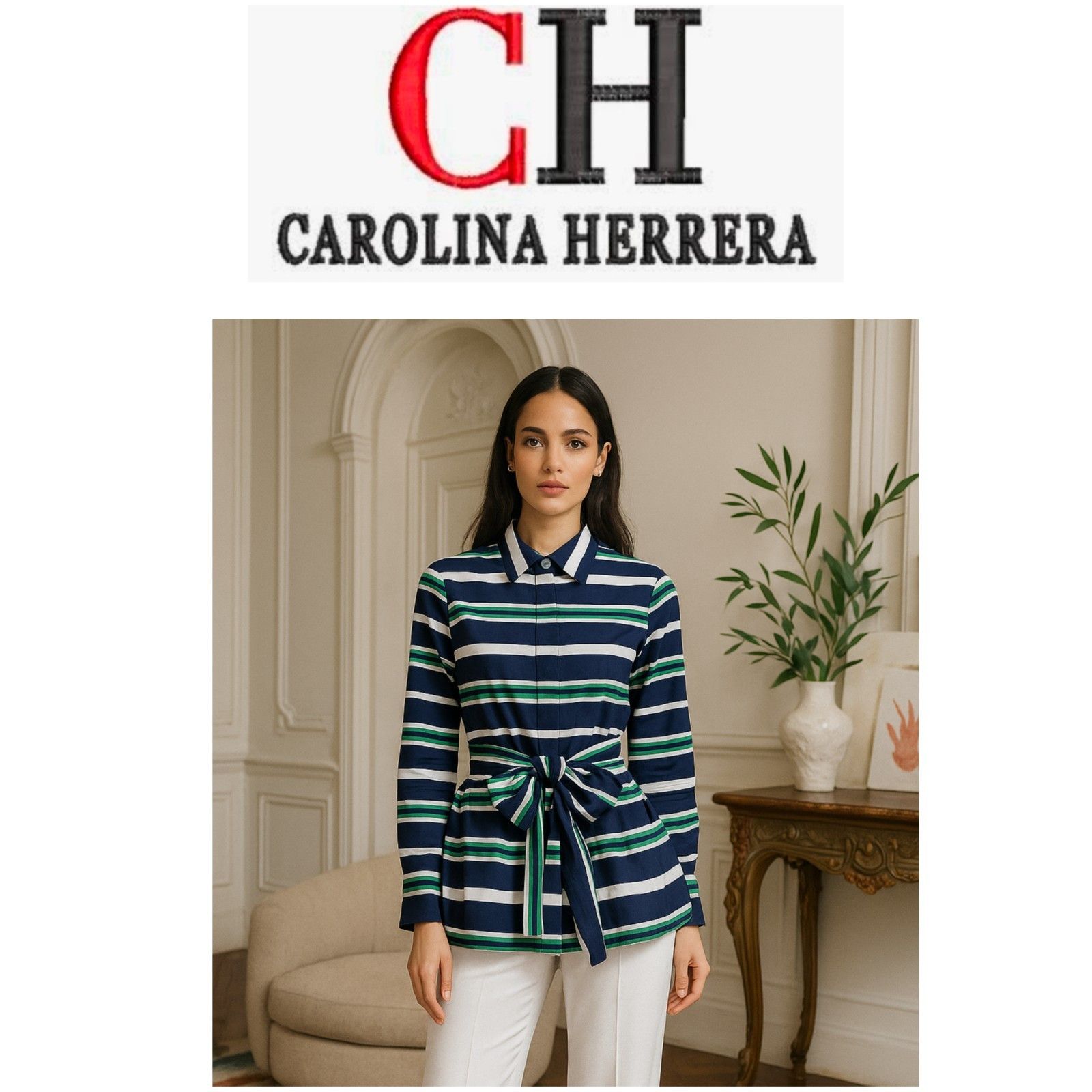 Carolina Herrera Carolina Herrera Striped Cotton Belted Shirt Dress Top 2 Size XS / US 0-2 / IT 36-38 - 1 Thumbnail