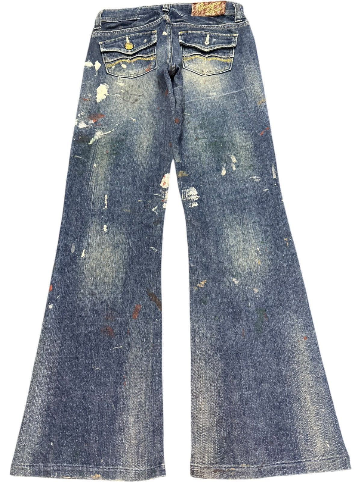 Diesel Vintage Japanese Brand Painted Splattered Flare Jeans Size 26" / US 2 / IT 38 - 2 Thumbnail