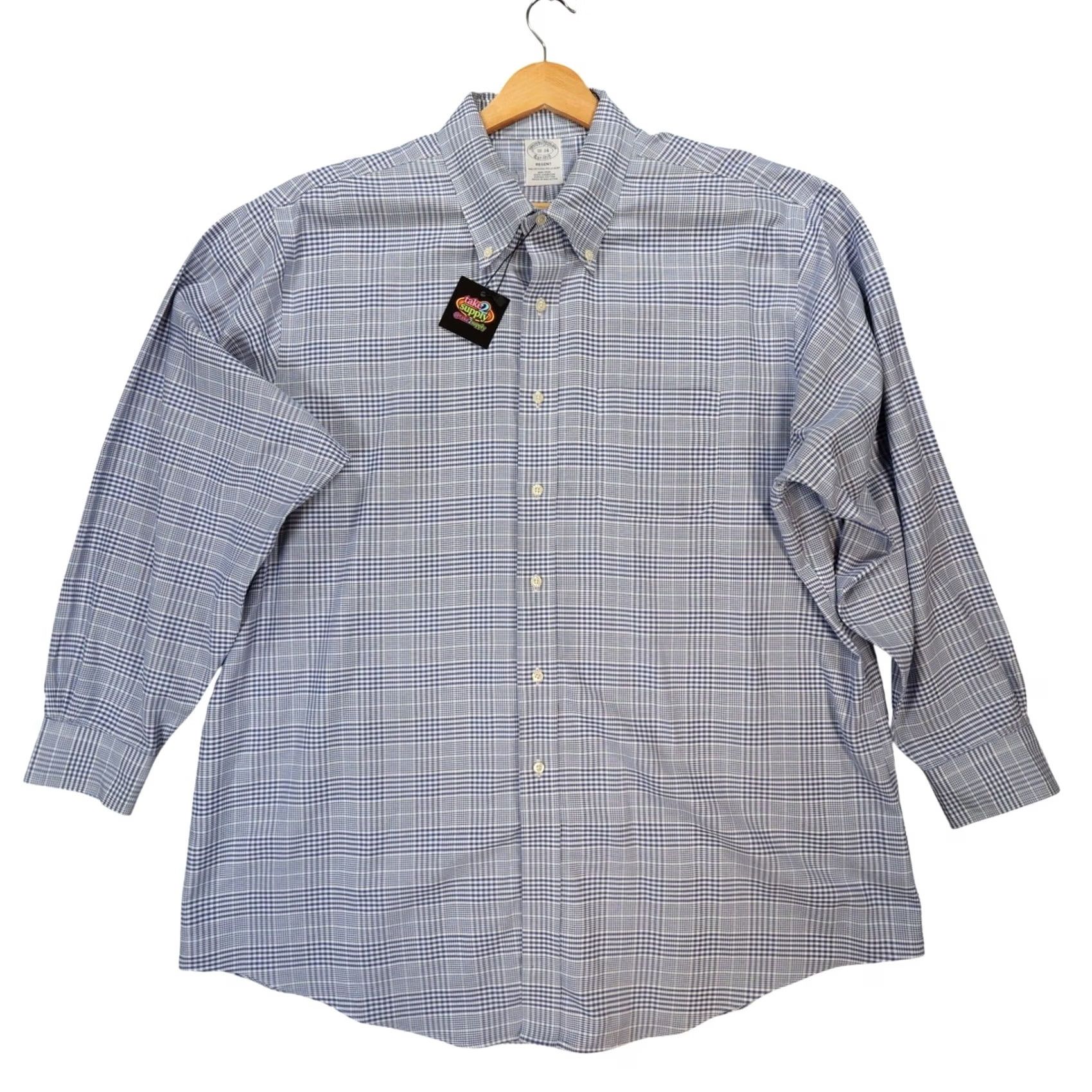 Brooks Brothers Brooks Brothers Regent Button Down Shirt Mens Blue Plaid Non-Iron Excellent Size US XXL / EU 58 / 5 - 2 Thumbnail