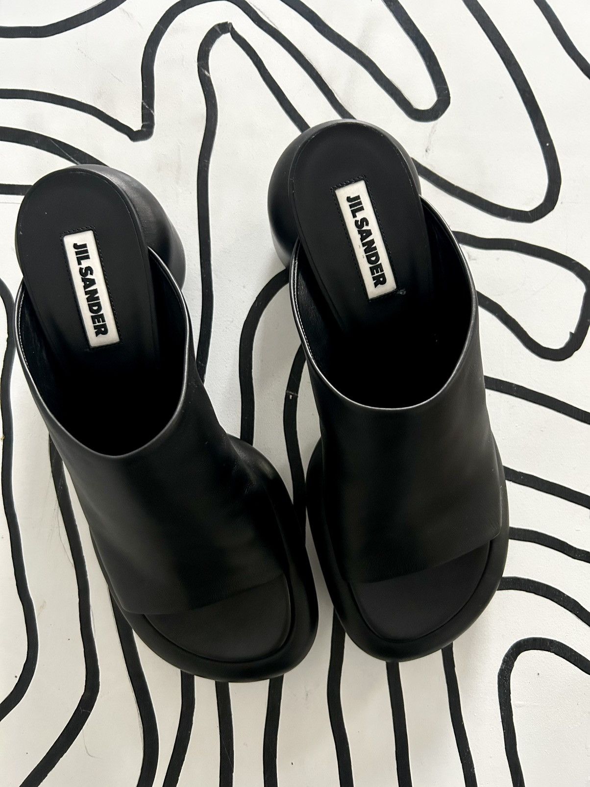Jil Sander Jil Sander Chunky Black Leather Mules Size US 11 / IT 41 - 4 Thumbnail