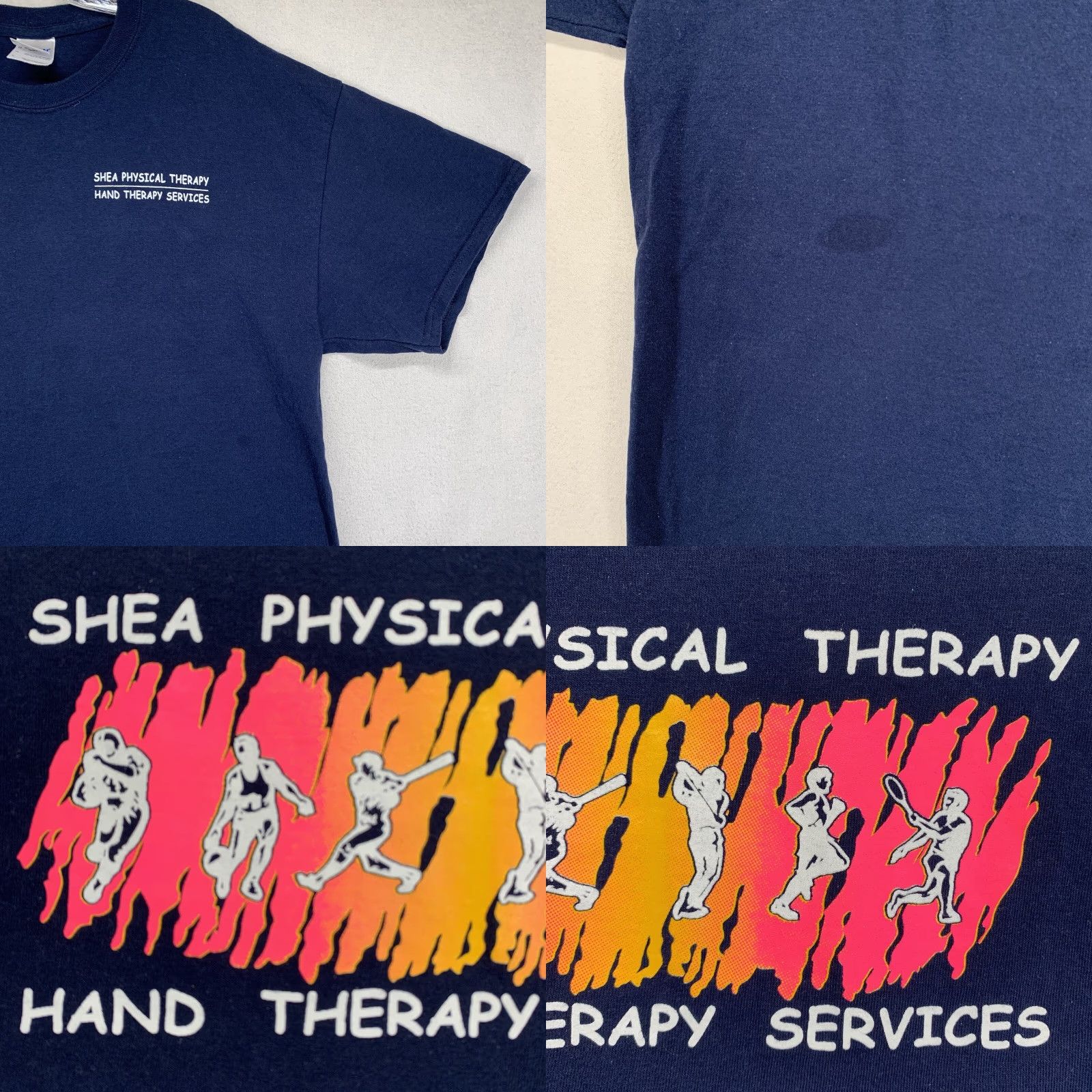 Gildan VINTAGE Gildan Men’s T-Shirt Short Sleeve Crew Neck Cotton Blend Navy Blue 80s 90s Physical Therapy Graphic Print Size US M / EU 48-50 / 2 - 8 Thumbnail