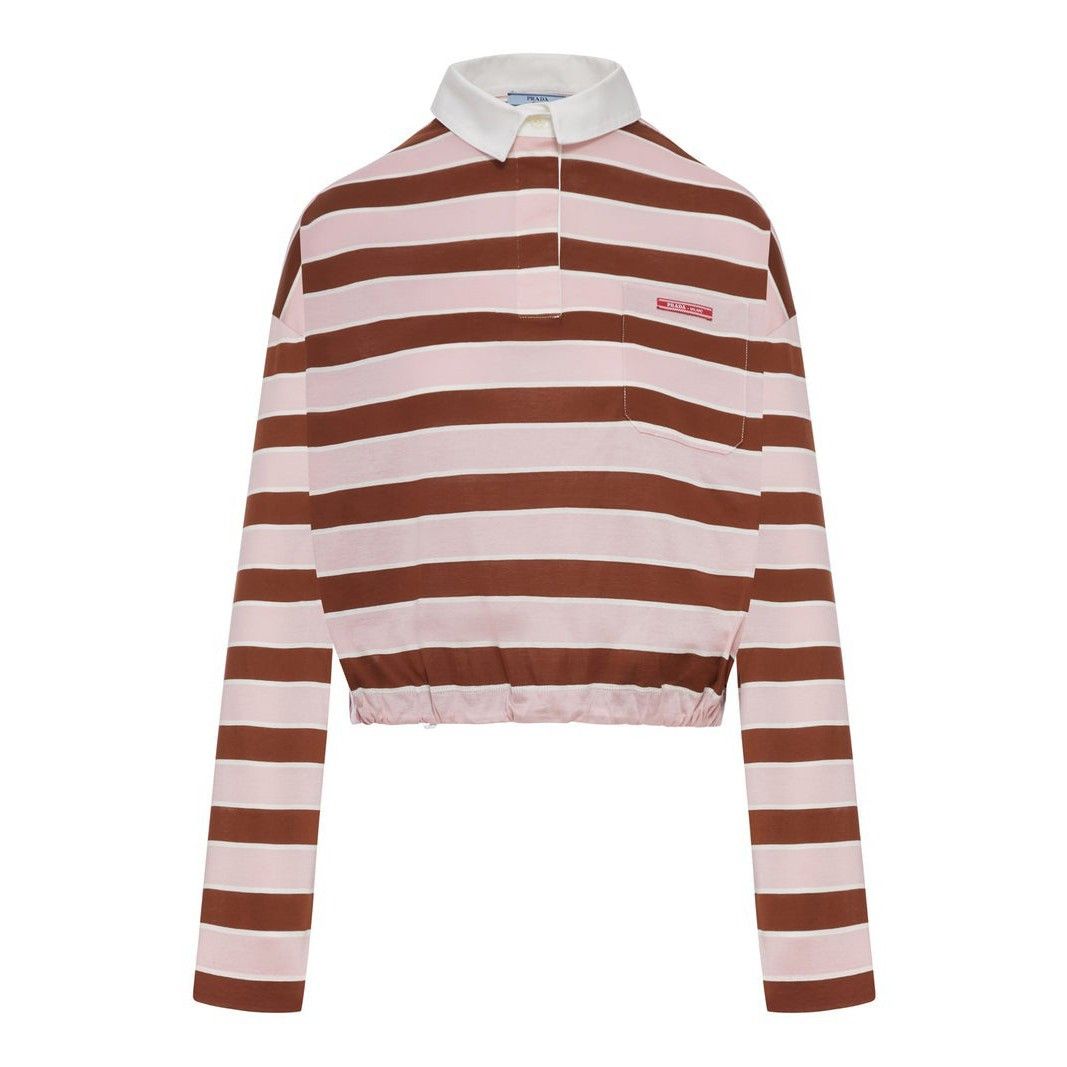PRADA Pink/Brown Cotton Polo Shirt New & Authentic (Women's