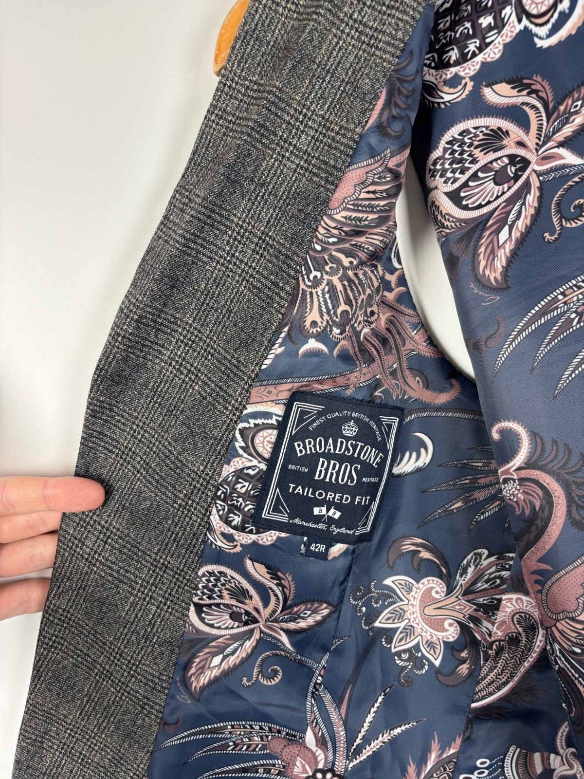 Other Mens Broadstone Bros Tailored Fit Check Waistcoat Gray 42R Size 42R - 5 Thumbnail