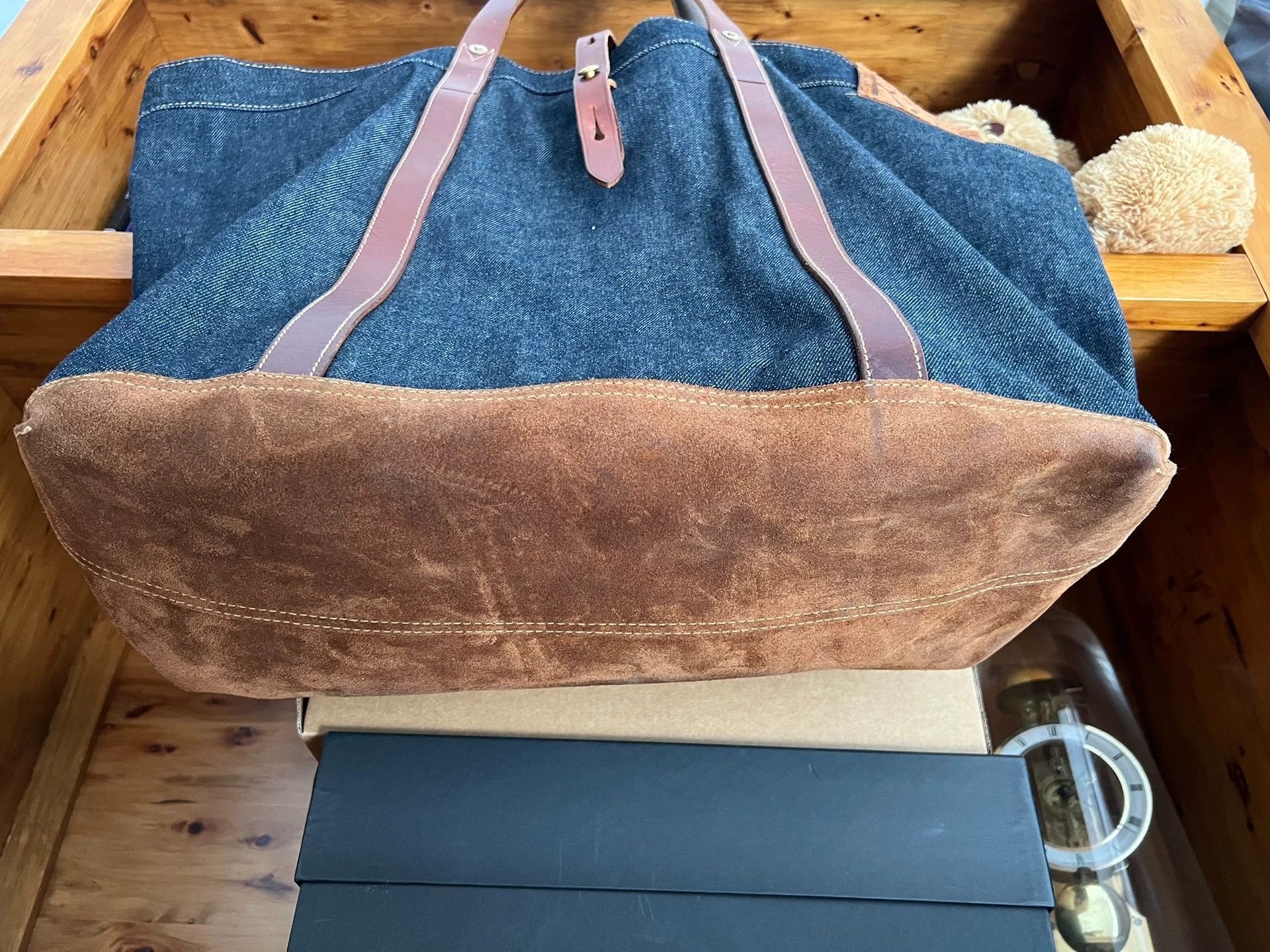 Polo Ralph Lauren RRL Double RL Authentic Denim Leather Panel Tote Bag Size ONE SIZE - 8 Thumbnail