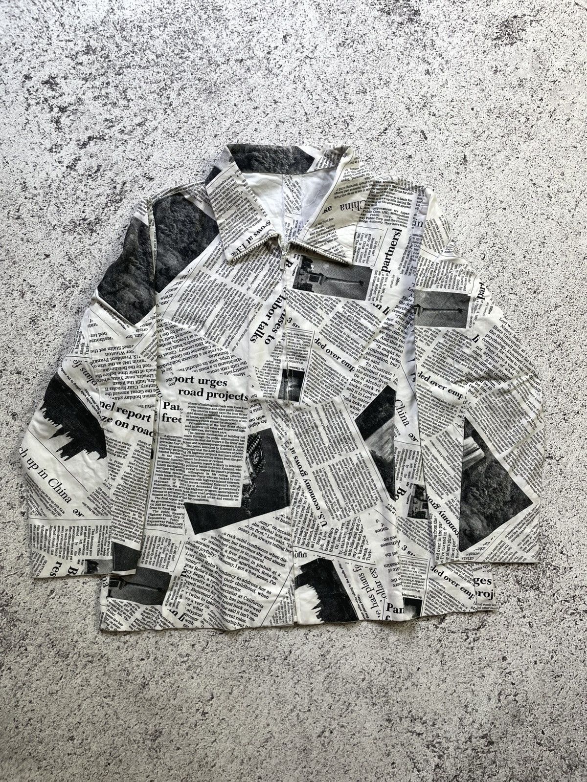 Japanese Brand 2000s Sample - Newspaper Print Vkei Jacket Galliano Style Size US M / EU 48-50 / 2 - 1 Thumbnail