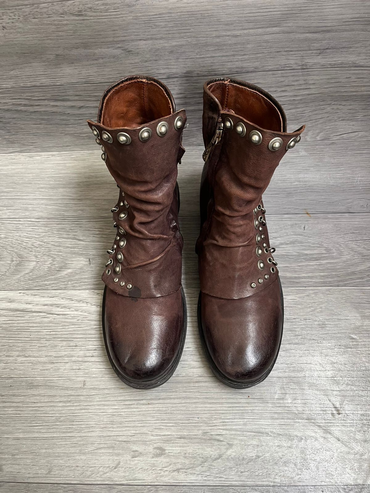 A.S.98 A.S.98 Brown Distressed Grunge Studded Archival Boots Y2K Size US 8 / IT 38 - 10 Thumbnail