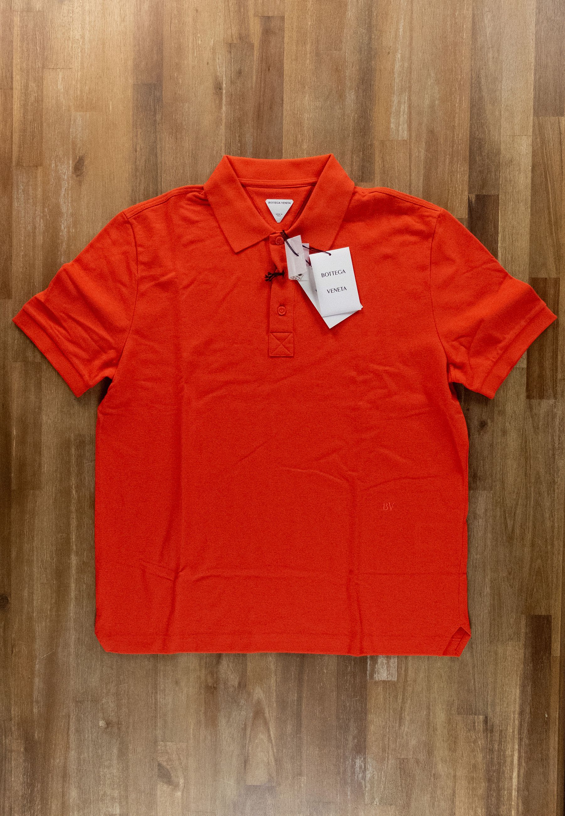 Bottega Veneta BOTTEGA VENETA solid orange pique cotton polo shirt Medium q Size US M / EU 48-50 / 2 - 1 Thumbnail