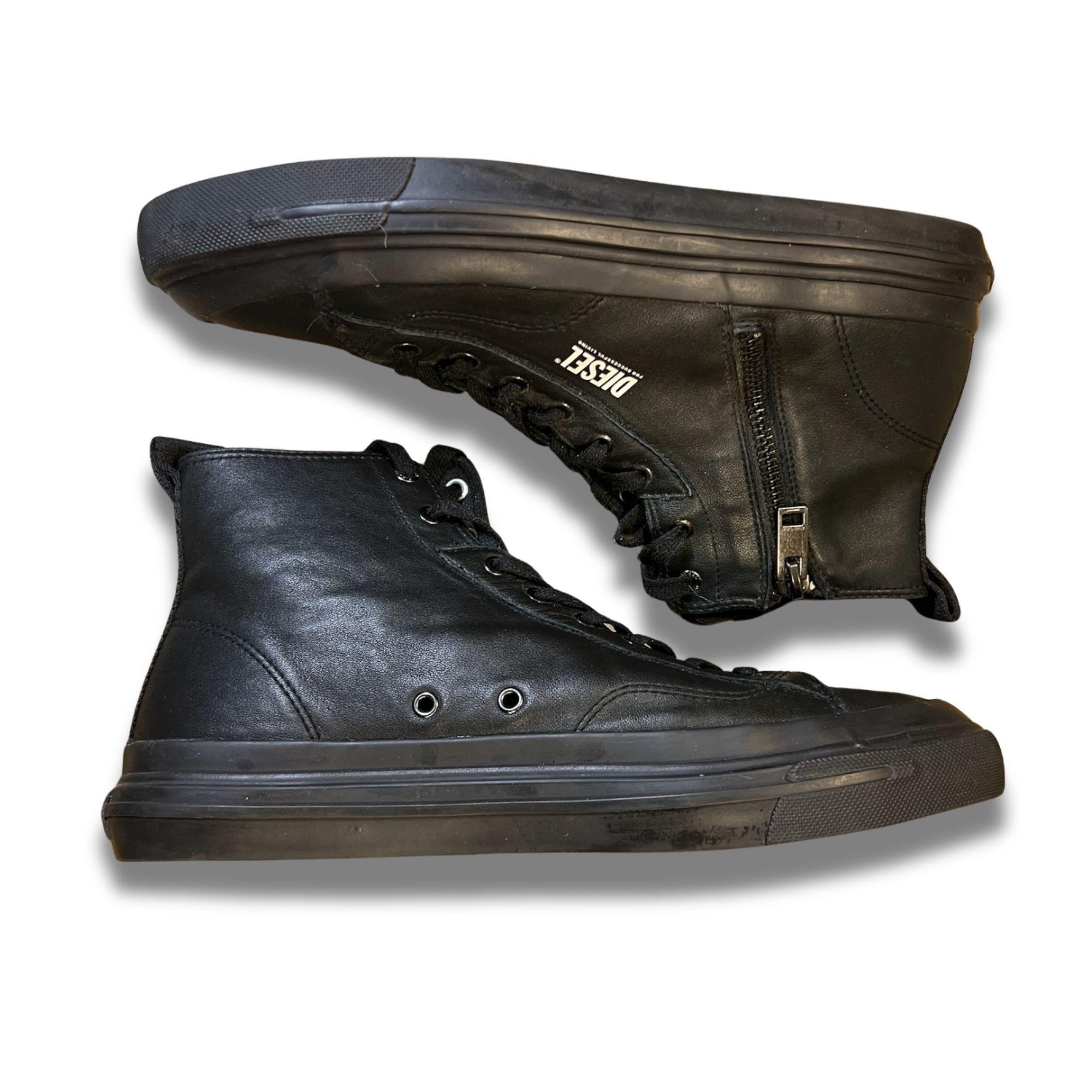 Diesel Diesel sz 12.5 S-Athos DV Mid Black Leather Sneakers Size US 12.5 / EU 45-46 - 5 Thumbnail