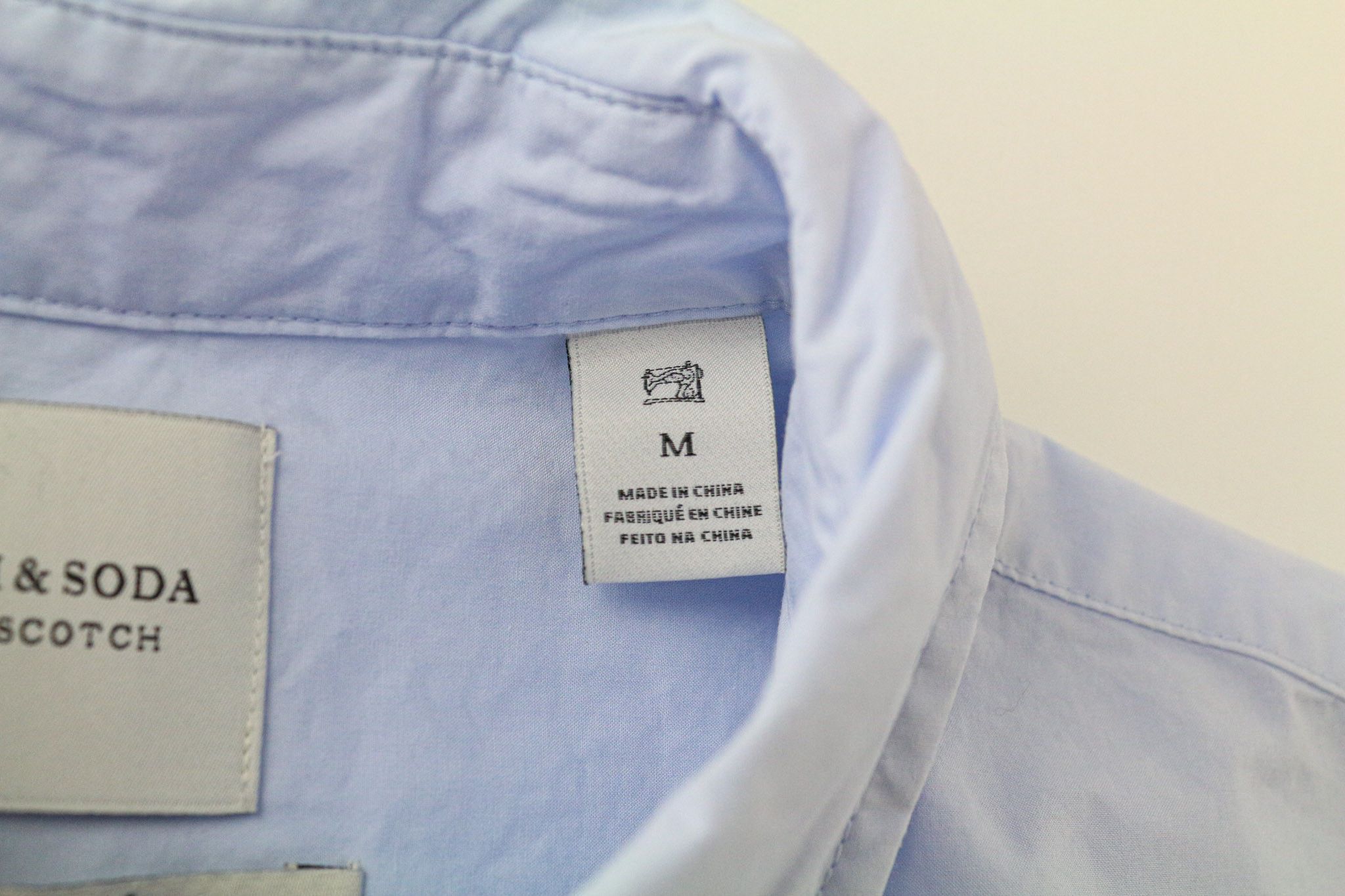 Maison Scotch M Light Blue Cotton Logo Long Sleeve Shirt 74252 Size M / US 6-8 / IT 42-44 - 5 Thumbnail