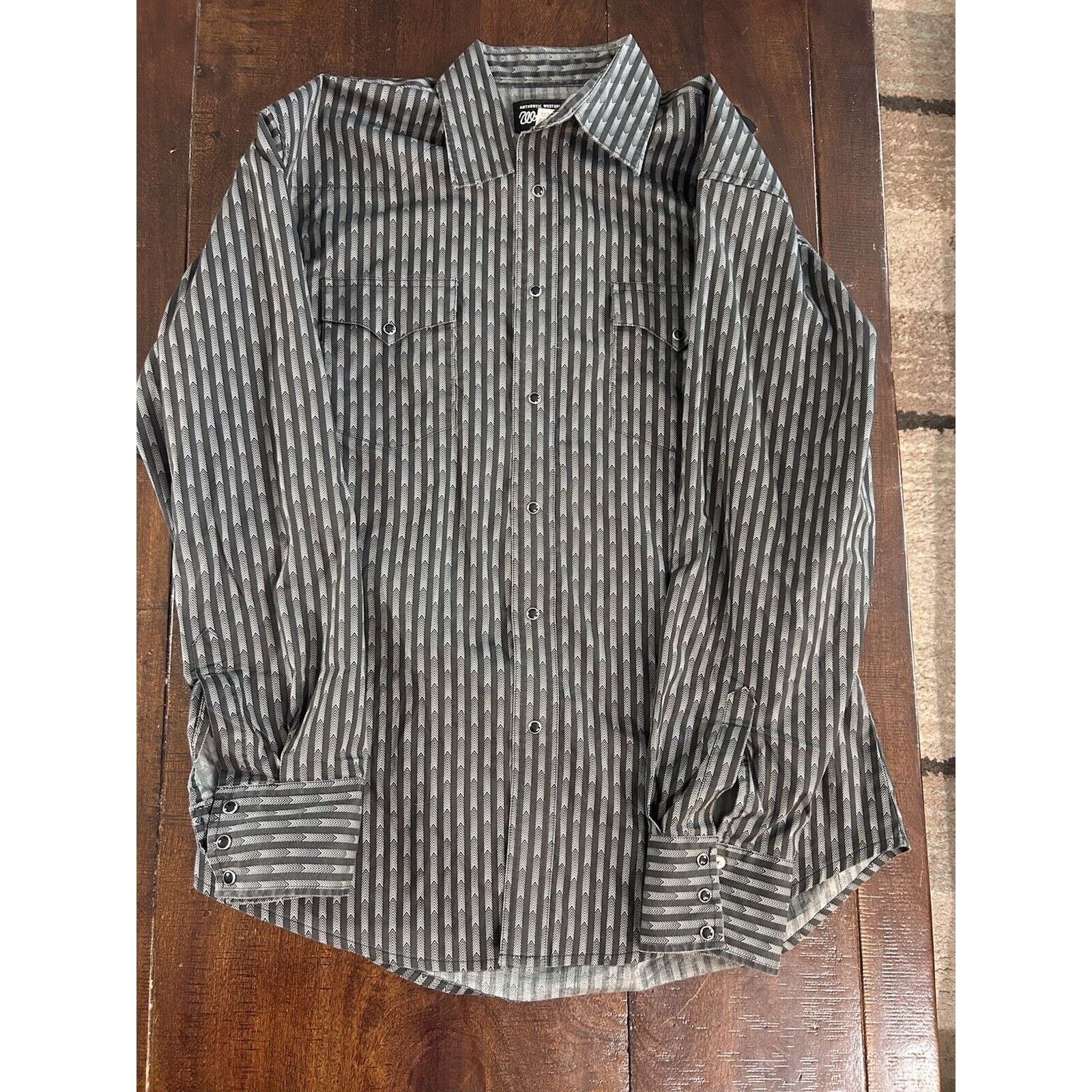 Wrangler wrangler authentic western shirt Snap Front Men L Black Gray Size US L / EU 52-54 / 3 - 1 Thumbnail