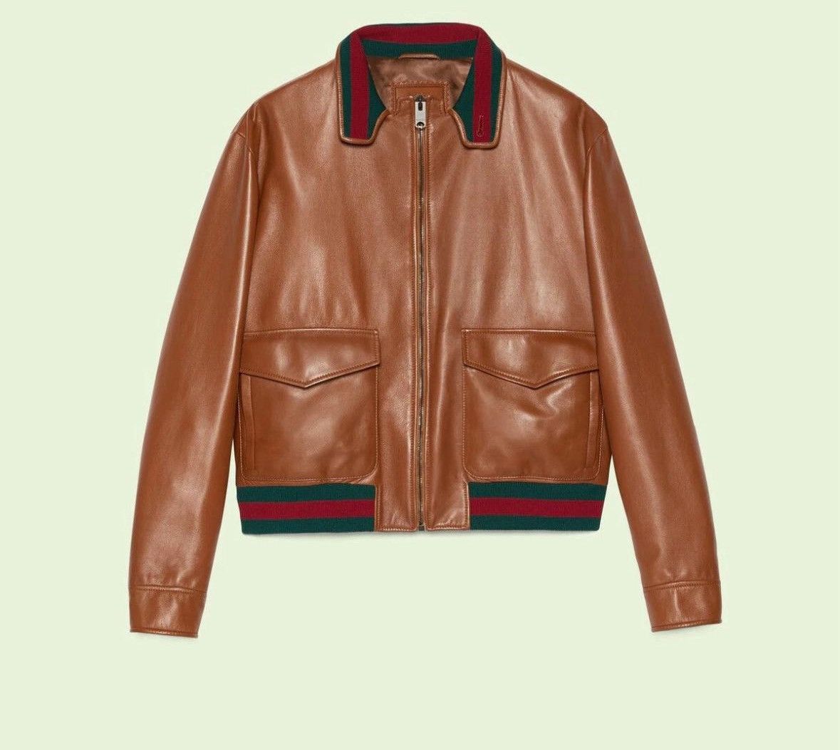 Gucci o1s1wg110725 Leather Bomber Jacket in Brown Size US XXL / EU 58 / 5 - 1 Preview