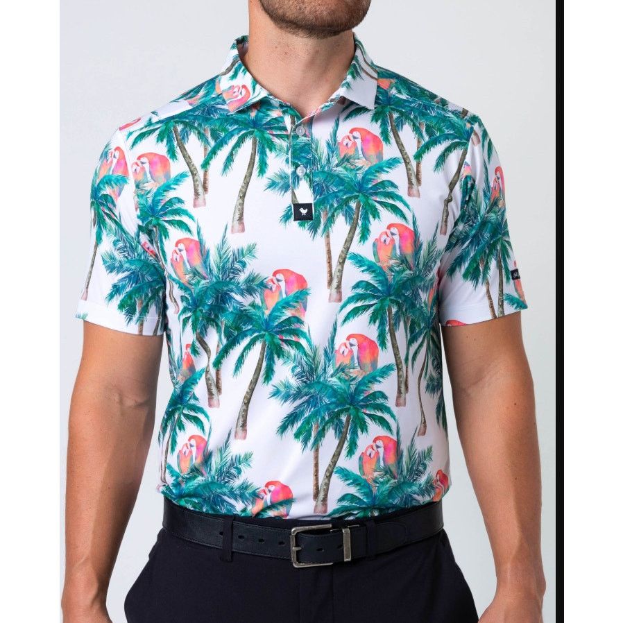Bad Birdie Bad Birdie Tropical Parrot Short Sleeve Golf Polo Shirt XL Size US XL / EU 56 / 4 - 1 Thumbnail