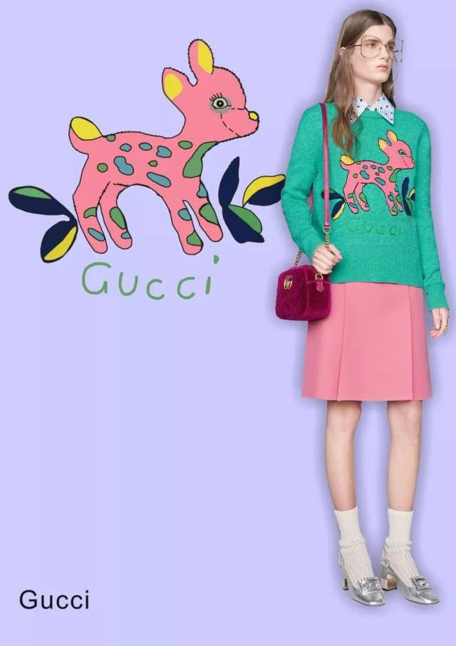 Gucci GUCCI Wool Sweater With Fawn In Blue Size S / US 4 / IT 40 - 2 Thumbnail
