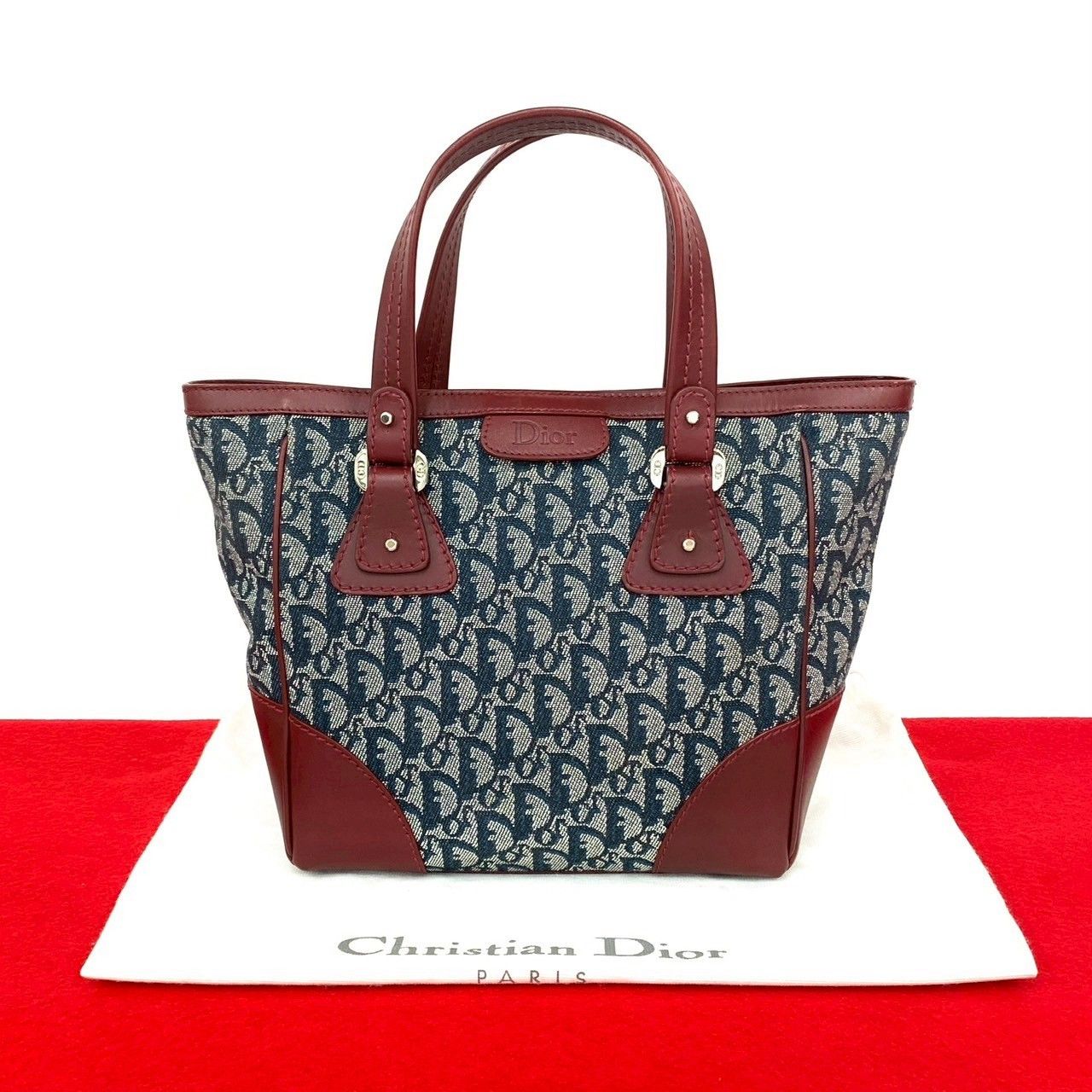 Dior Christian Dior Trotter Canvas Leather Handbag Canvas Tote Bag DUTY FREE for USA