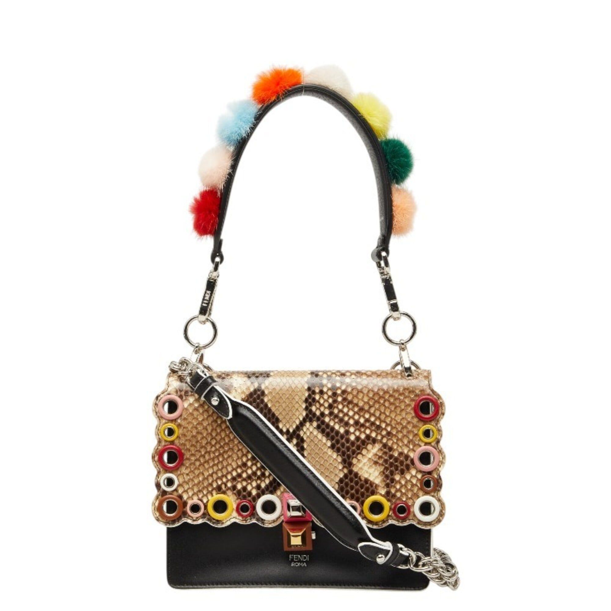 Fendi Fendi Kanai Mini Handbag Chain Shoulder Bag 2WAY 8M0381 Black Brown Leather Women's FENDI Size ONE SIZE - 1 Thumbnail