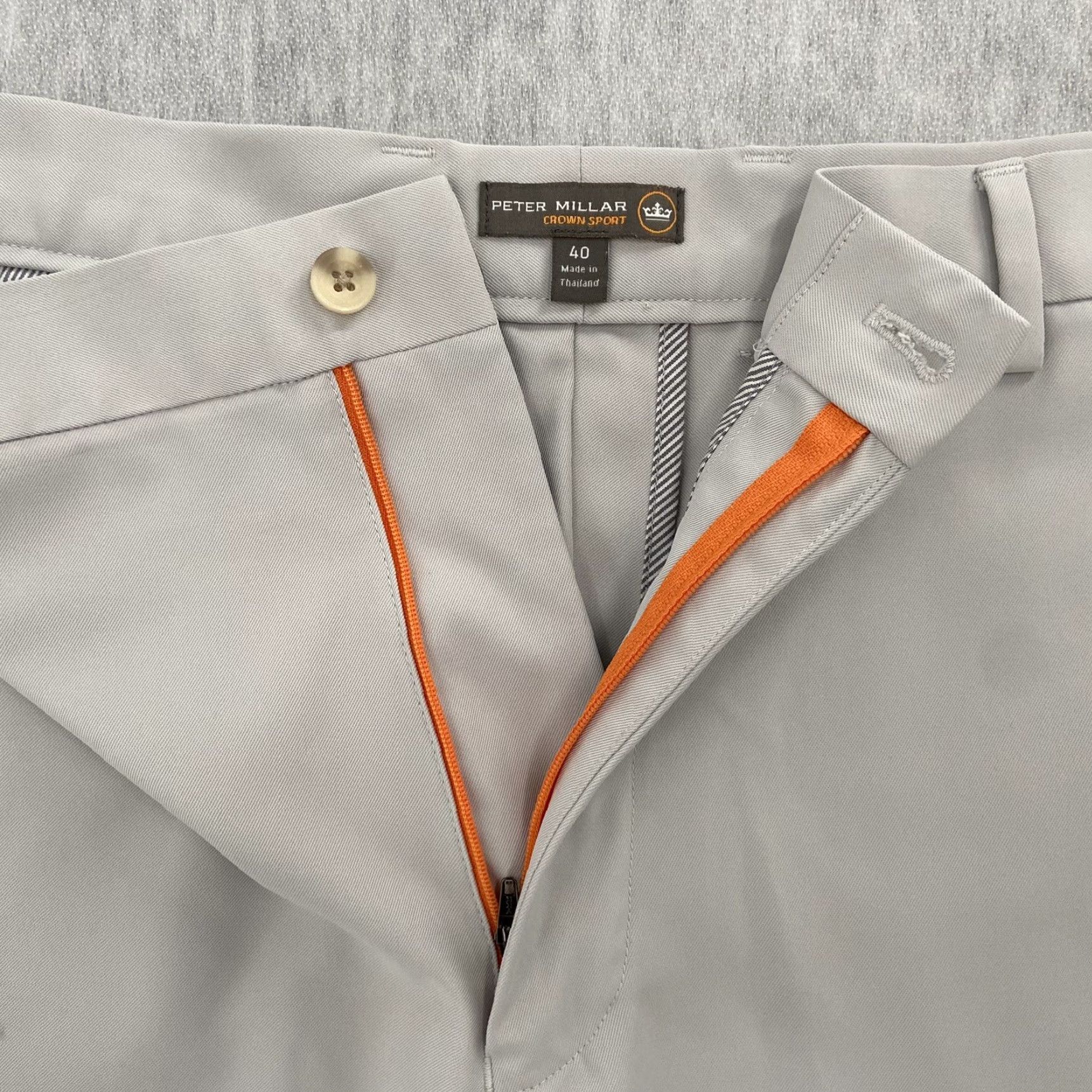 Peter Millar Peter Millar Crown Sport Chino Gray Golf Adult Shorts Size 40 Mens Polyester Pockets Front Zip Button Logo Regular Inseam 9 in Waist 40in Size US 40 / EU 56 - 3 Thumbnail