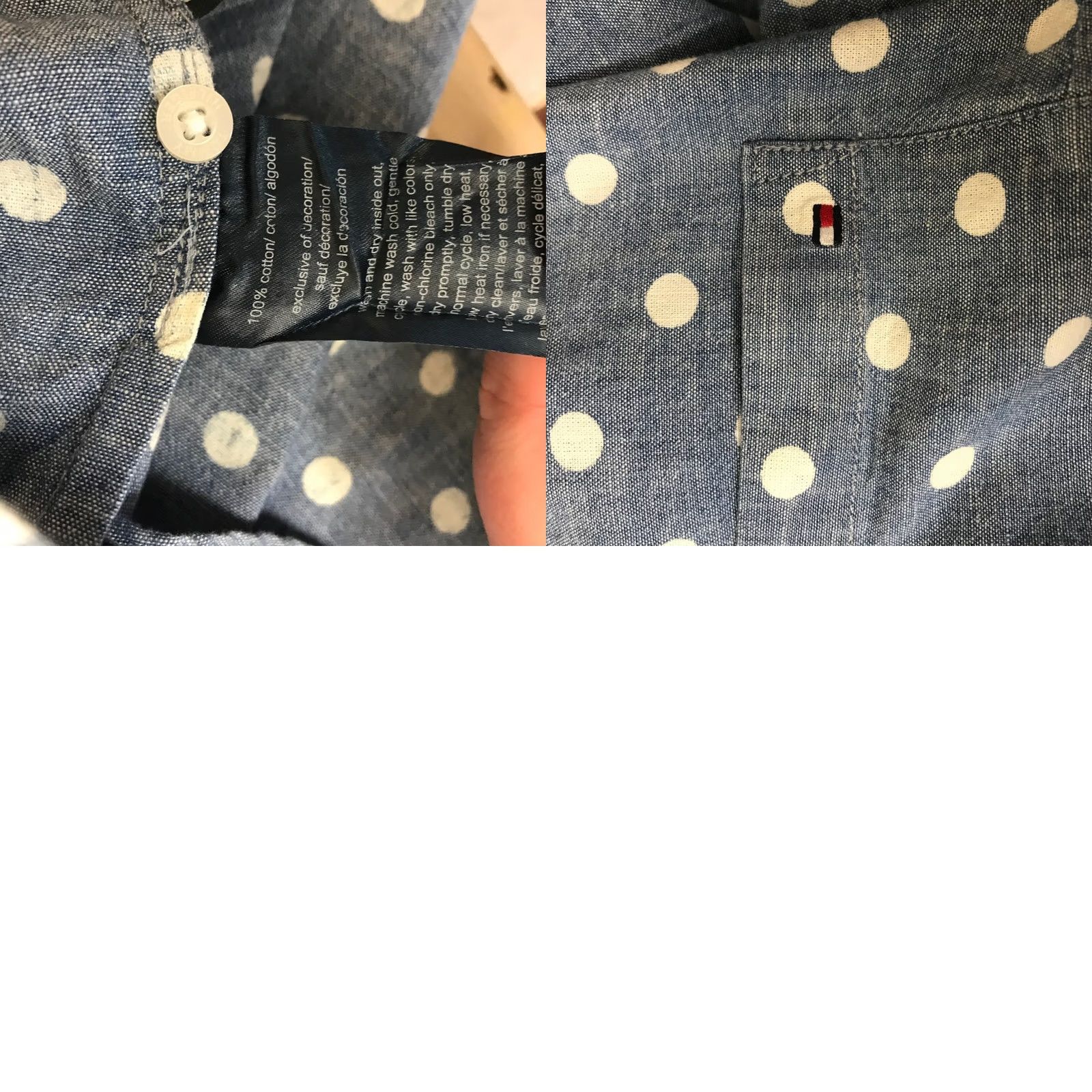 Tommy Hilfiger VINTAGE Tommy Hilfiger Woman Blue White Polka Dot Long Sleeve Button-Up Shirt M Size M / US 6-8 / IT 42-44 - 8 Thumbnail