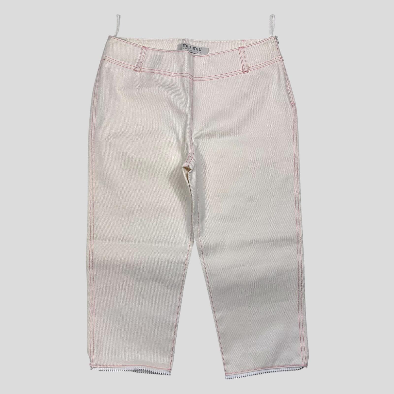Miu Miu Miu Miu SS00 White and Pink Contrast Zip-off Bell Trousers 8 Size 27" / US 4 / IT 40 - 5 Thumbnail