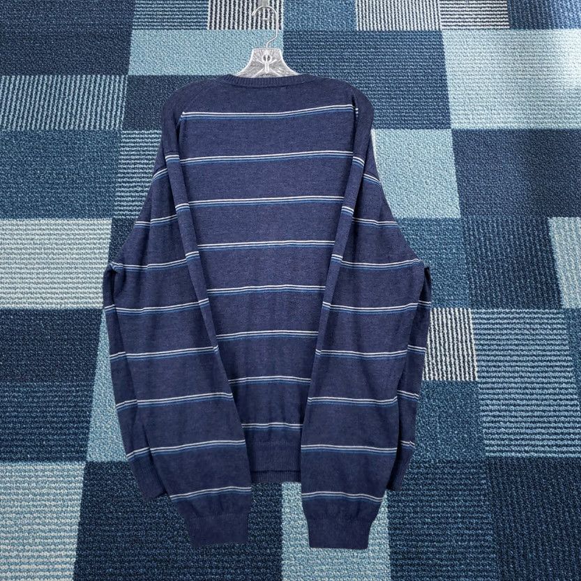 Van Heusen Van Heusen Sweater Mens 2XL Blue V-Neck Pullover Striped Knit Regular All Seasons Size US XXL / EU 58 / 5 - 1 Thumbnail