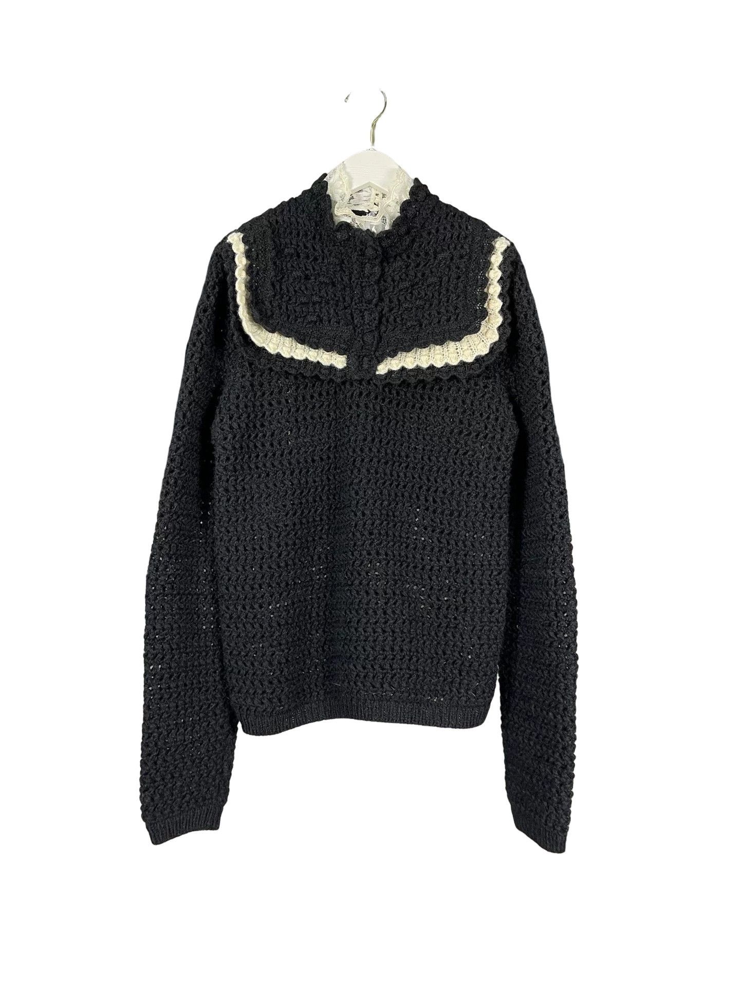 Saint Laurent Paris Saint Laurent Lace Collar Knit Sweater Size L Size L / US 10 / IT 46 - 1 Thumbnail